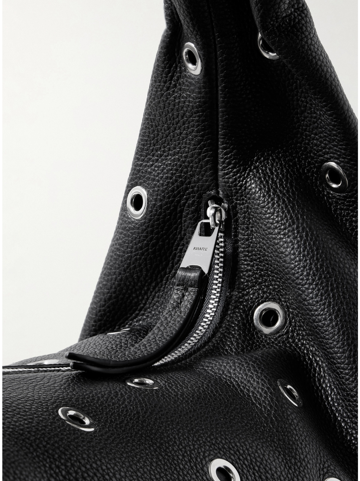 Khaite Olivia Medium Embellished Textured-leather Tote In Black