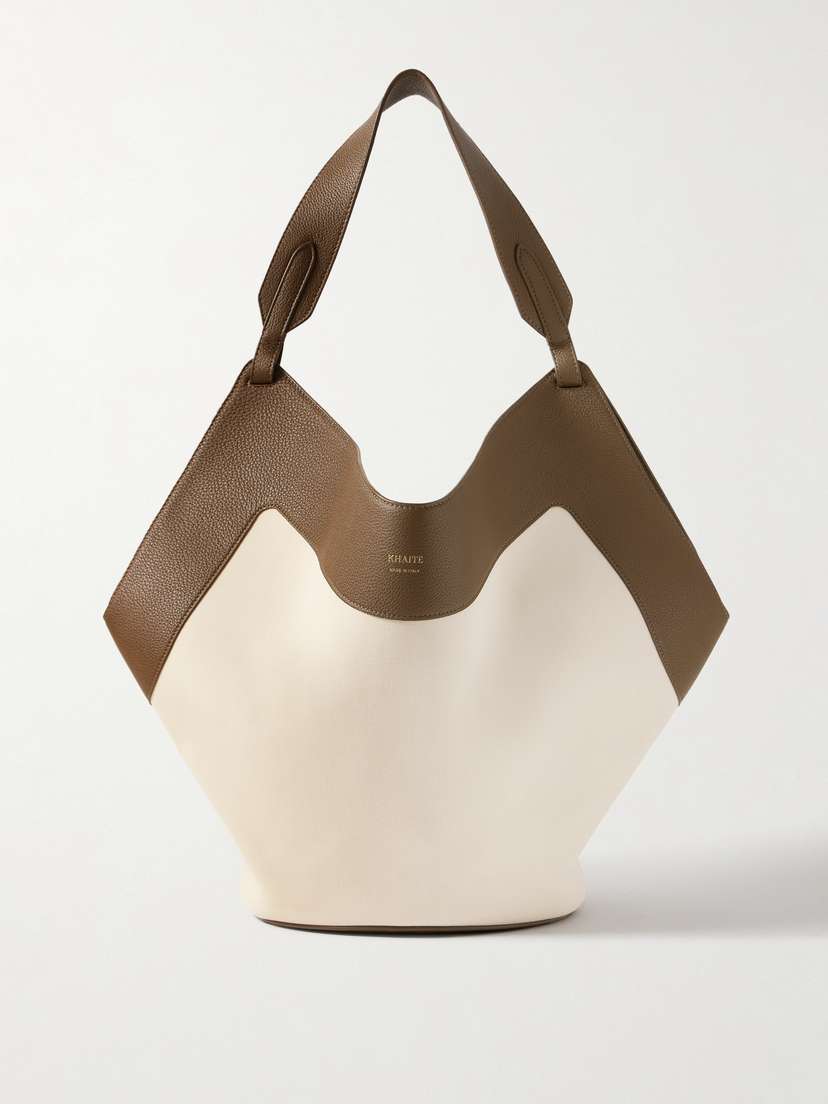 Khaite Lotus Medium Leather-trimmed Canvas Tote