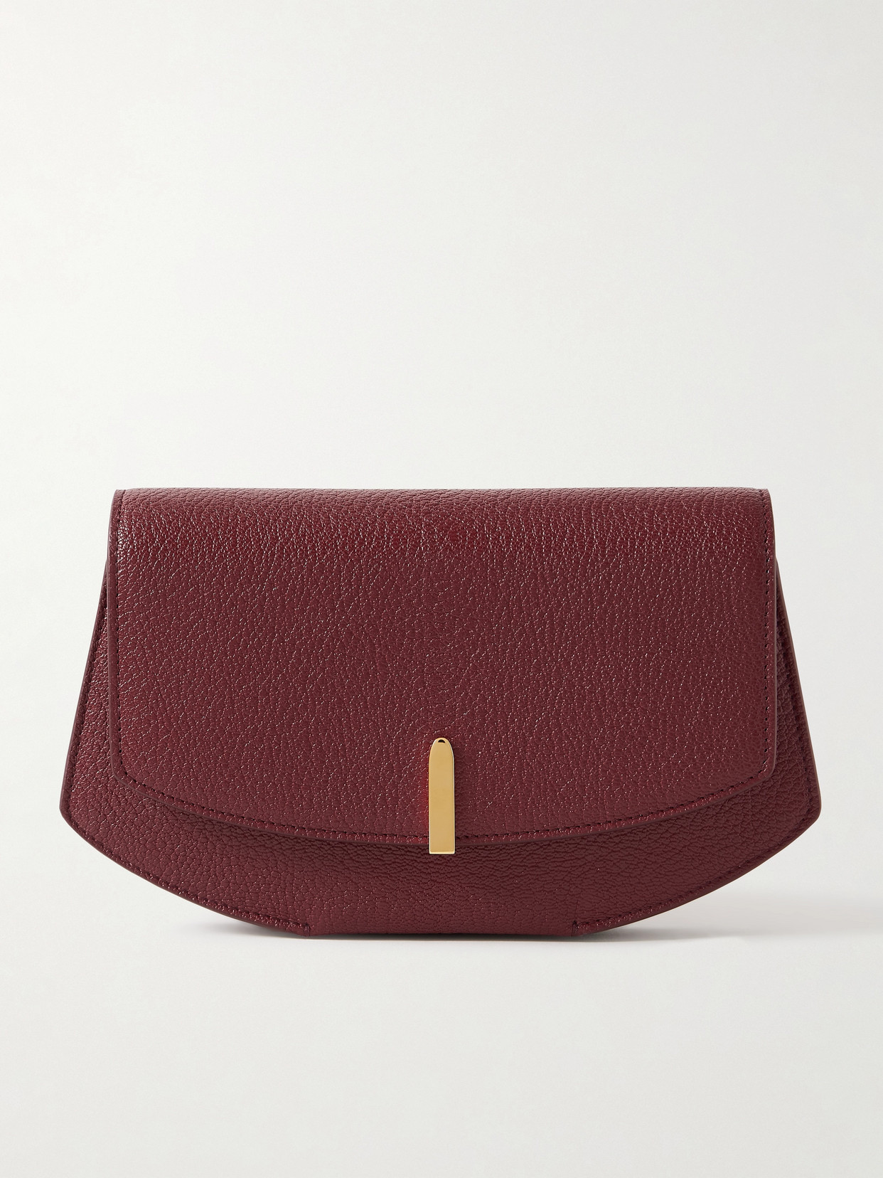 Savette Florence Textured-leather Clutch In Burgundy