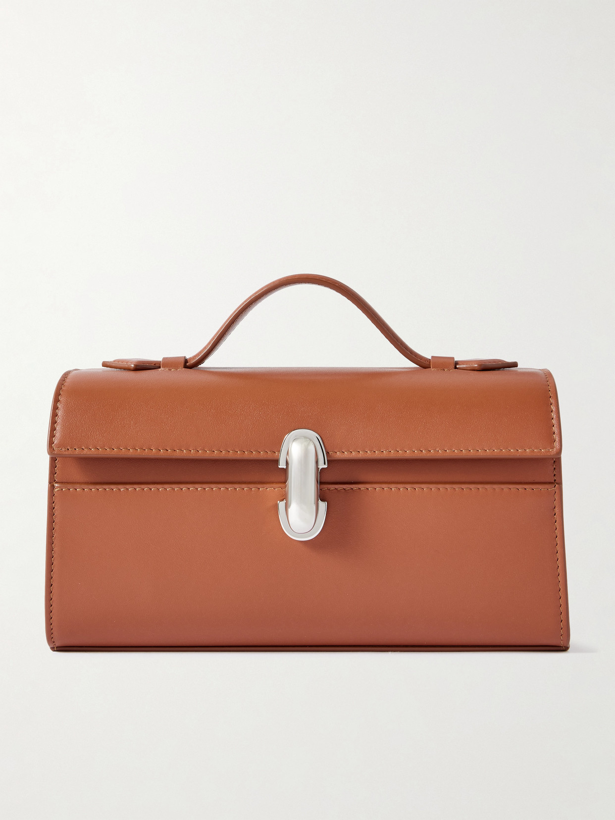 Savette Symmetry Smooth Leather Pochette In Brown