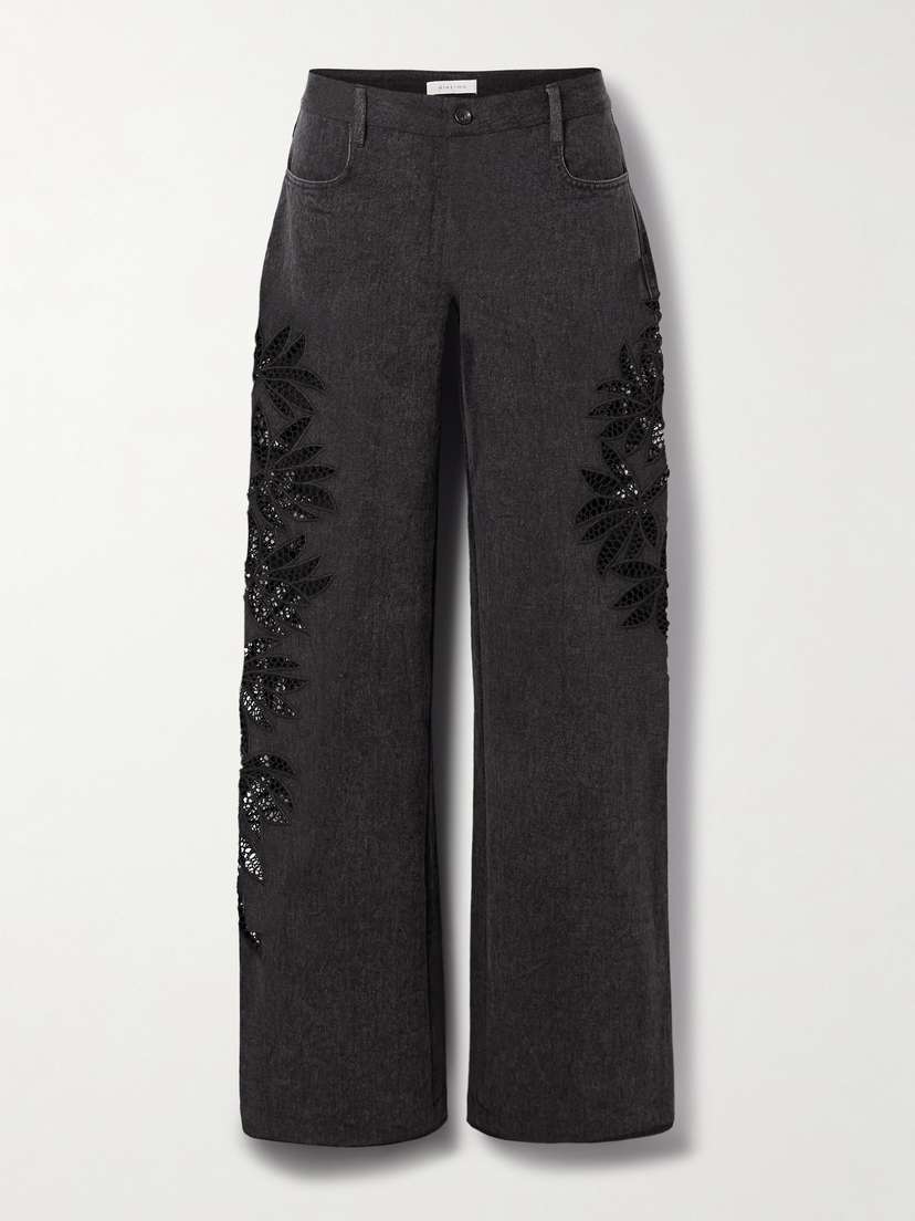 Diotima Stulla Crochet-trimmed Mid-rise Straight-leg Jeans
