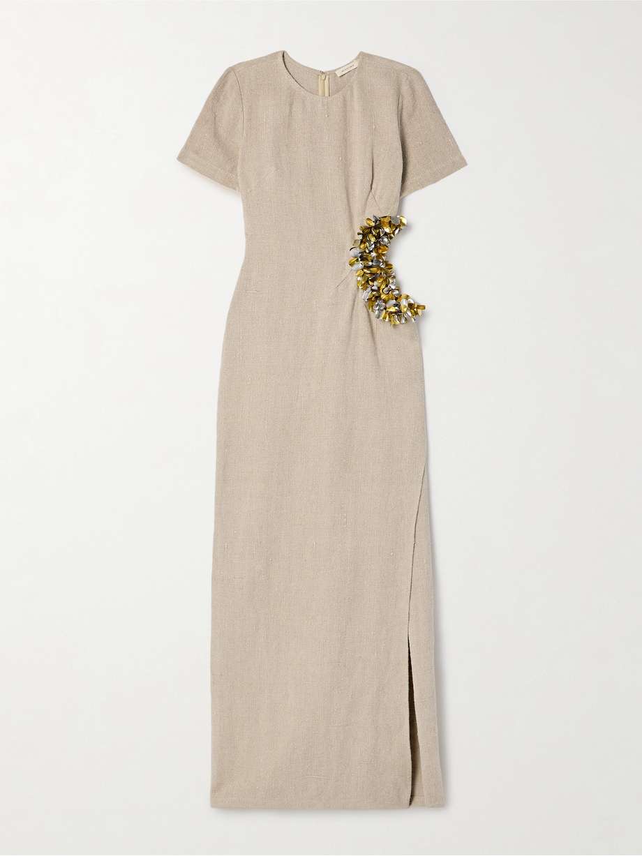 seaford cutout paillette-embellished linen maxi dress