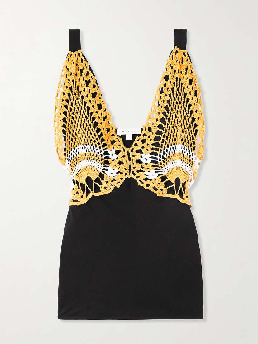 Diotima Pavona Drill And Crocheted Cotton Top