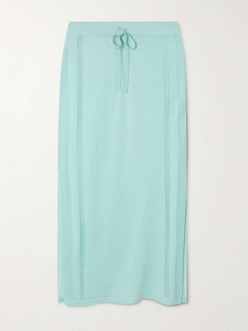 Diotima Brompton Pointelle-trimmed Cashmere Midi Skirt