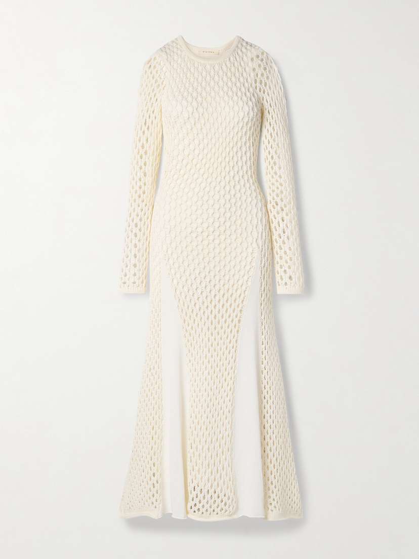 Diotima Anansi Paneled Crocheted And Stretch-knit Maxi Dress