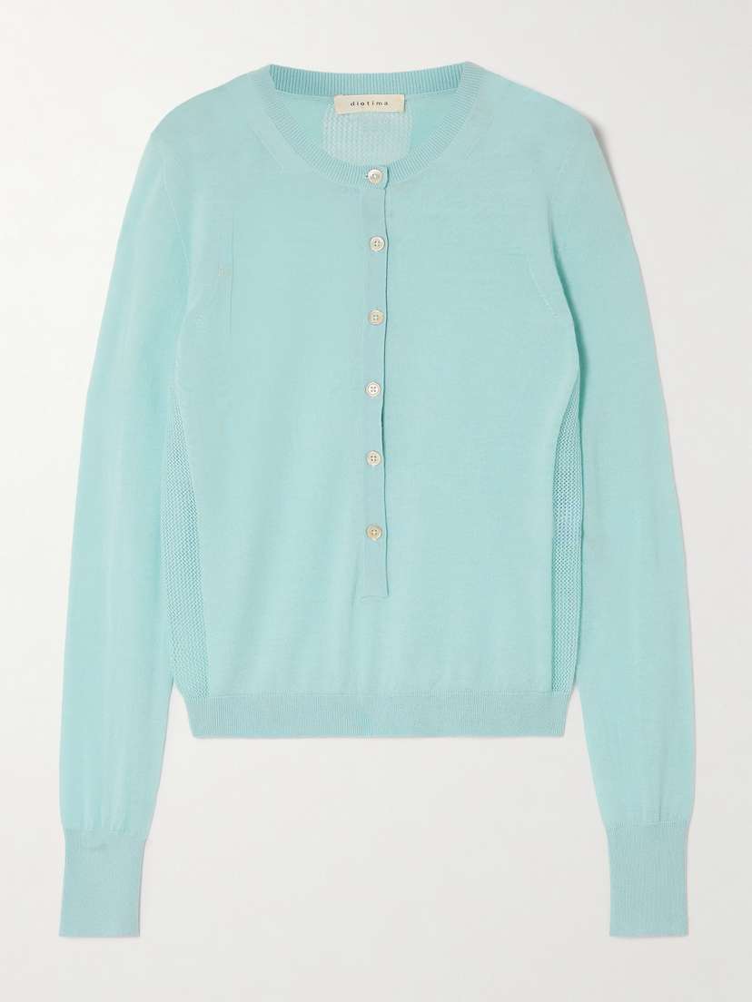 Diotima Barton Pointelle-knit Cashmere Henley Sweater