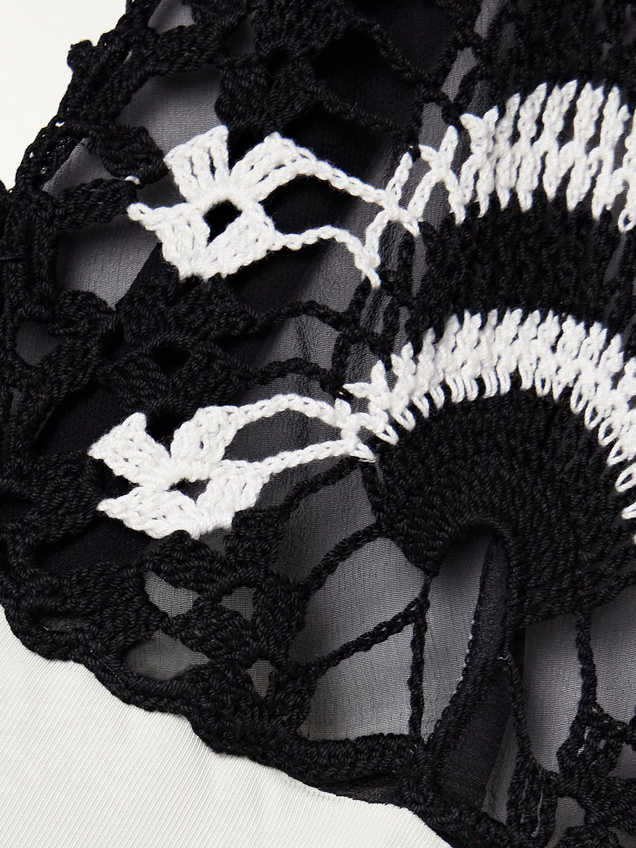 DIOTIMA PAVONA TWO-TONE CROCHETED COTTON-TRIMMED TWILL MAXI DRESS