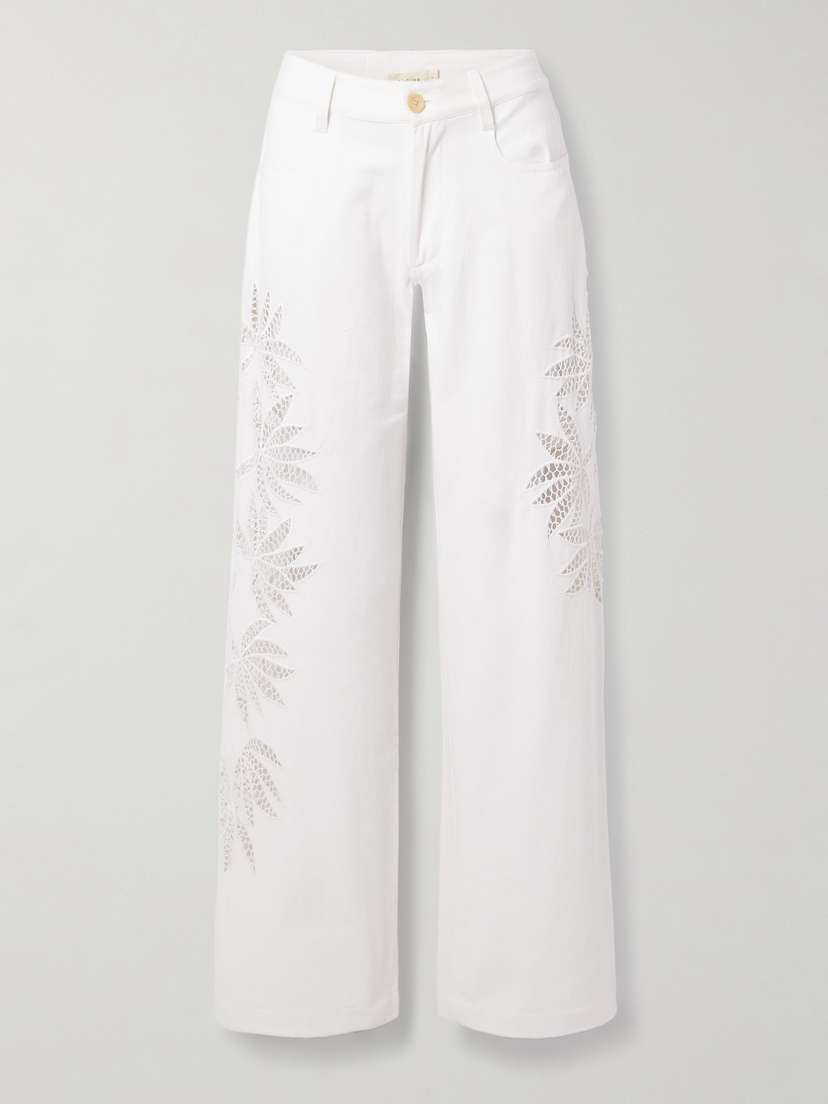 Diotima Stulla Crochet-trimmed Mid-rise Straight-leg Jeans