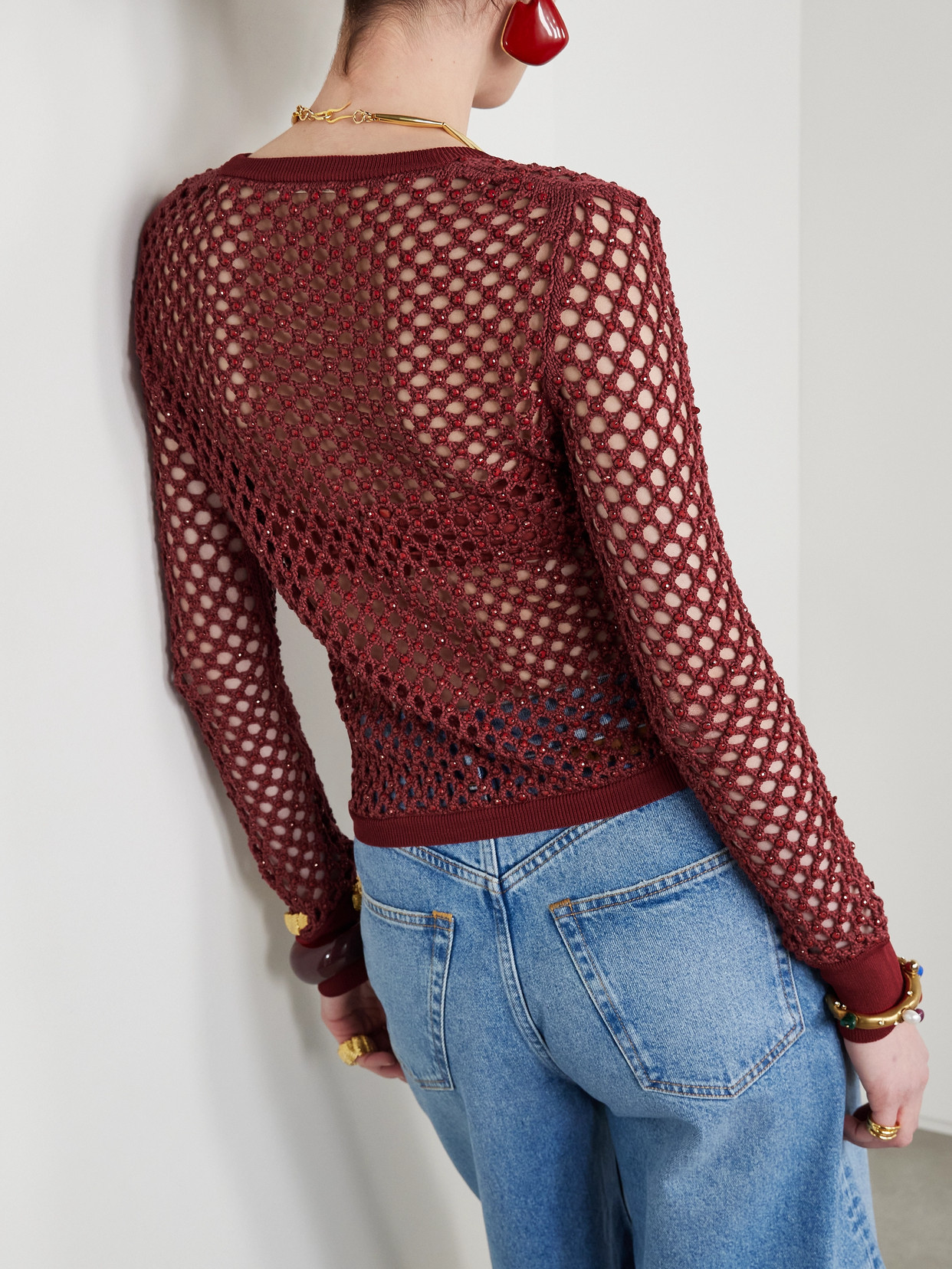 DIOTIMA ZORA BEAD-EMBELLISHED CROCHETED COTTON-BLEND CARDIGAN