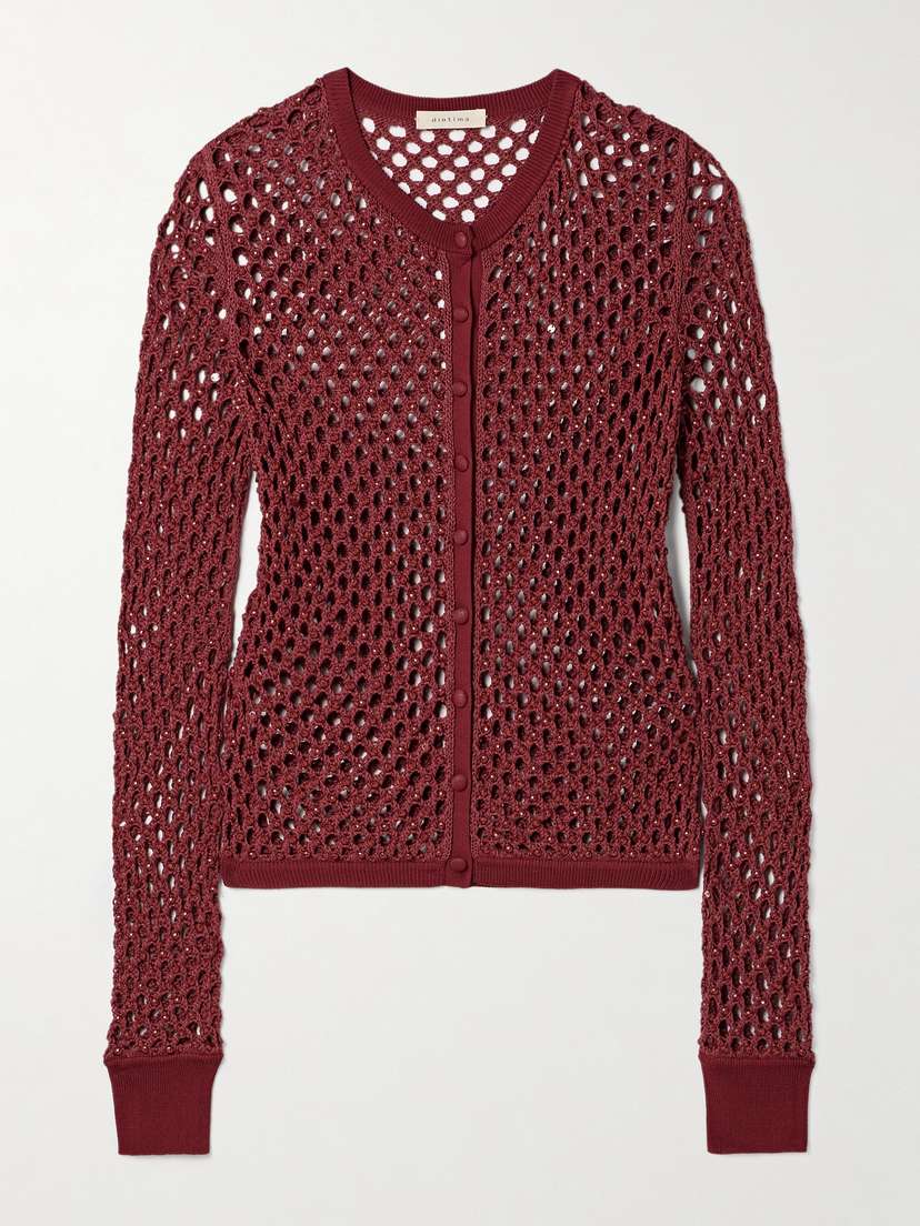 Diotima Zora Bead-embellished Crocheted Cotton-blend Cardigan