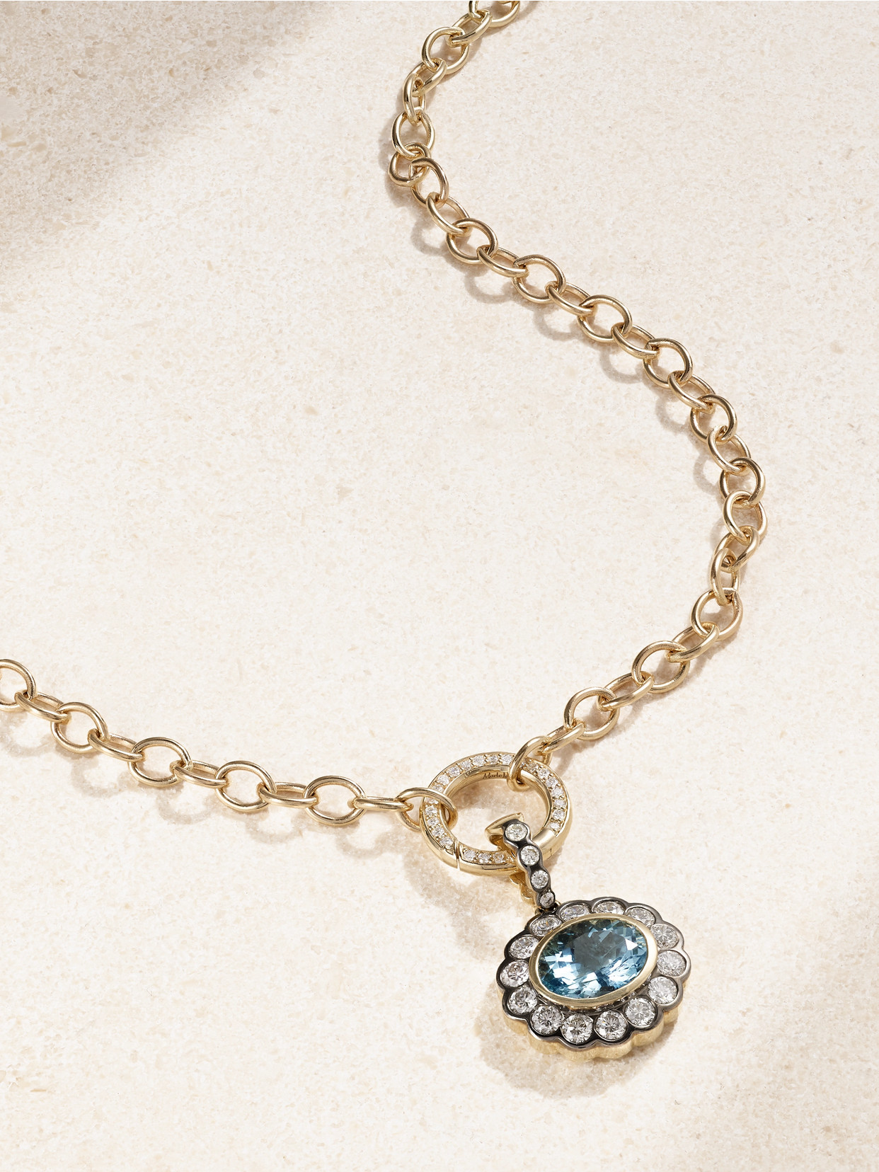 Marlo Laz Alexandra 14-karat Gold, Aquamarine And Diamond Necklace In Blue