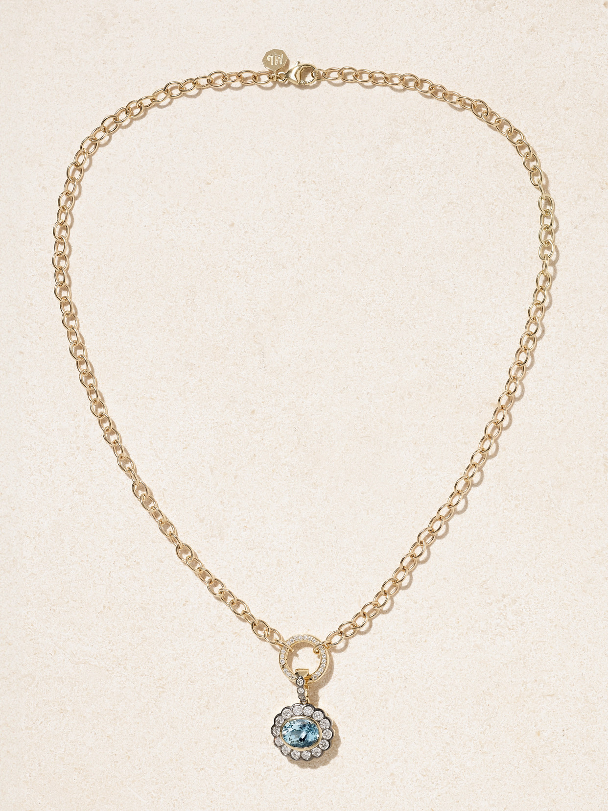 Marlo Laz Alexandra 14-karat Gold, Aquamarine And Diamond Necklace In Blue