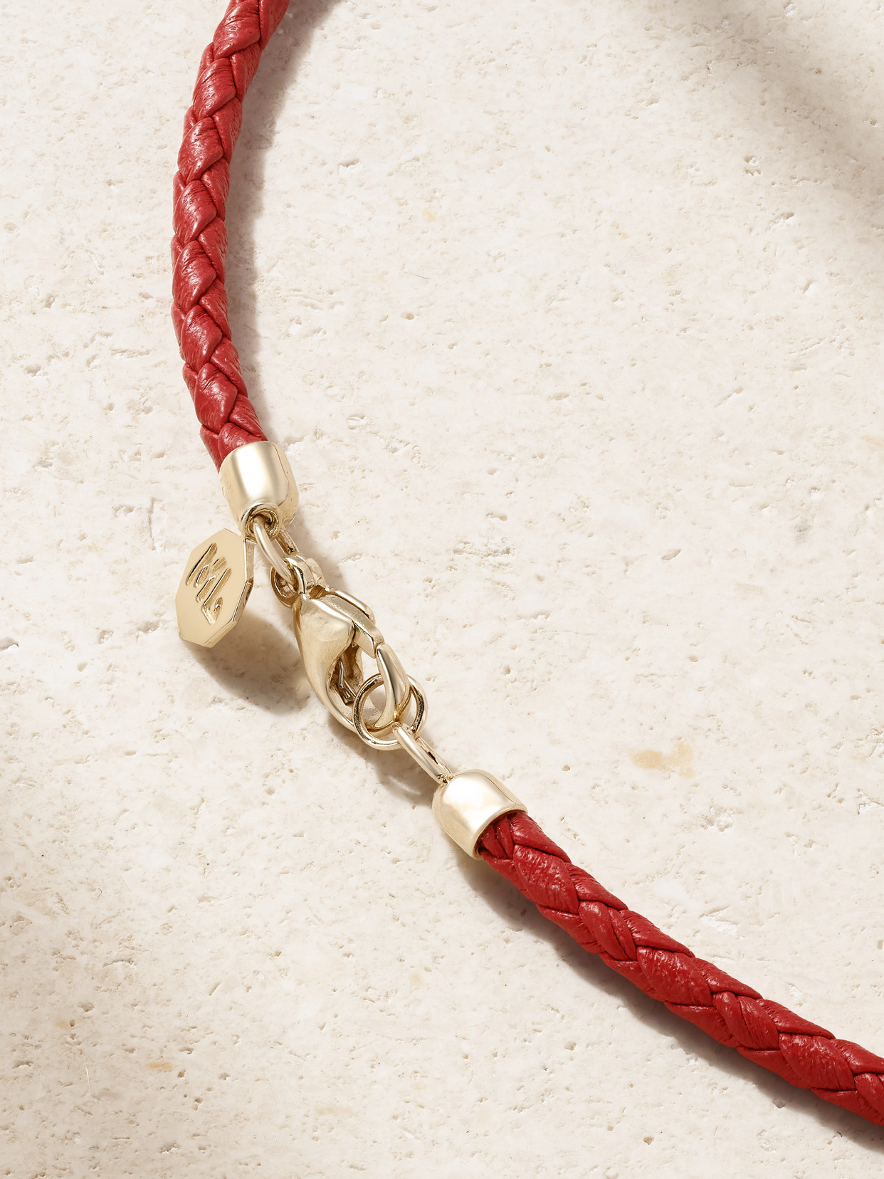 Marlo Laz Southwestern Donut 14-karat Gold, Diamond And Leather Necklace In Red