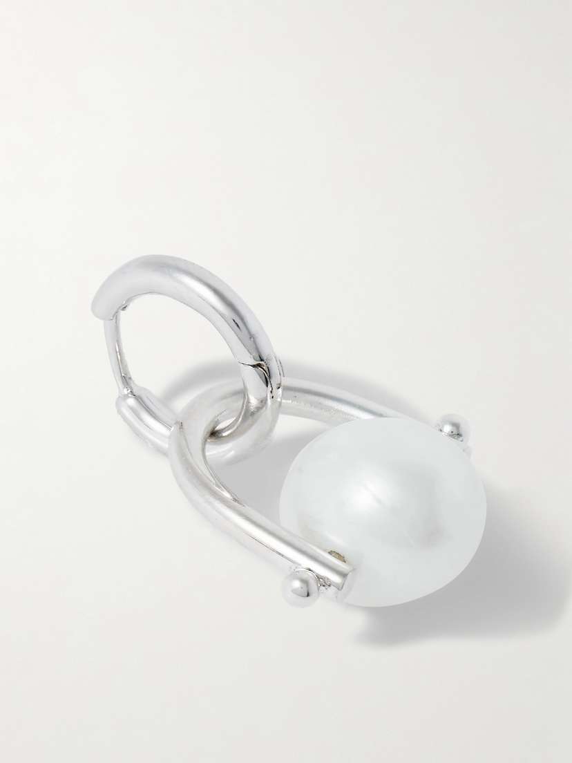 Loren Stewart Pascal Padlock Sterling Silver Pearl Hoop Single Earring