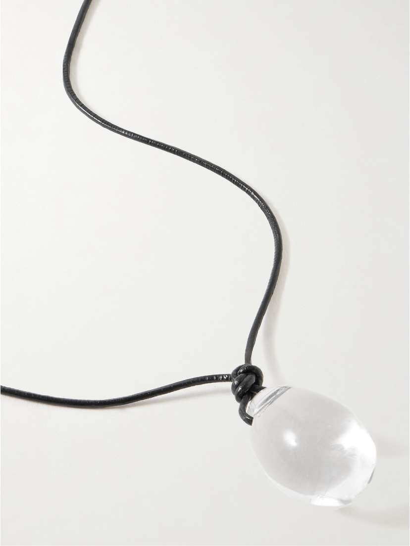 Loren Stewart Ovo Silver, Leather And Quartz Necklace