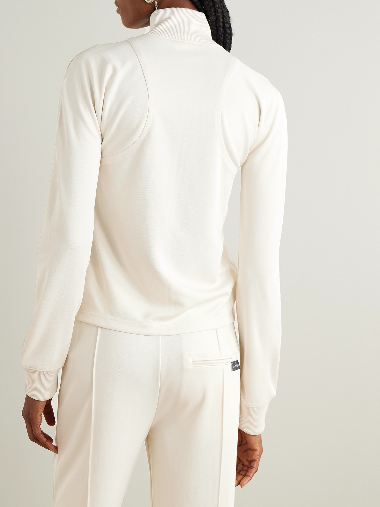 Courrèges Interlock Appliquéd Jersey Track Jacket In Off-white