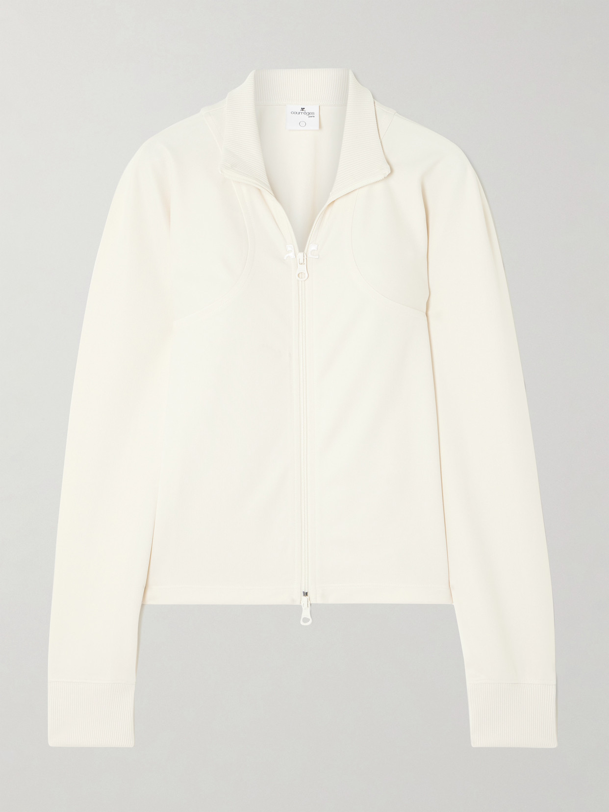 Courrèges Interlock Appliquéd Jersey Track Jacket In Off-white