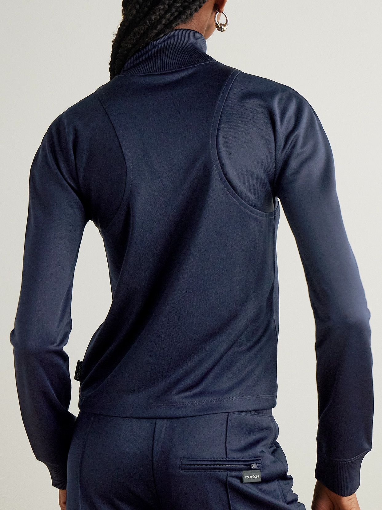 Courrèges Interlock Appliquéd Jersey Track Jacket In Blue