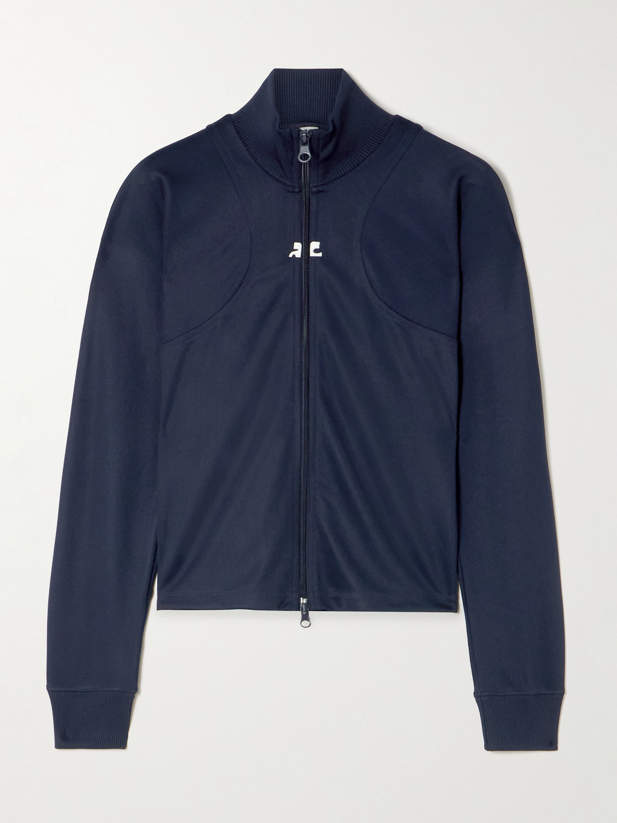 Courrèges Interlock Appliquéd Jersey Track Jacket In Blue