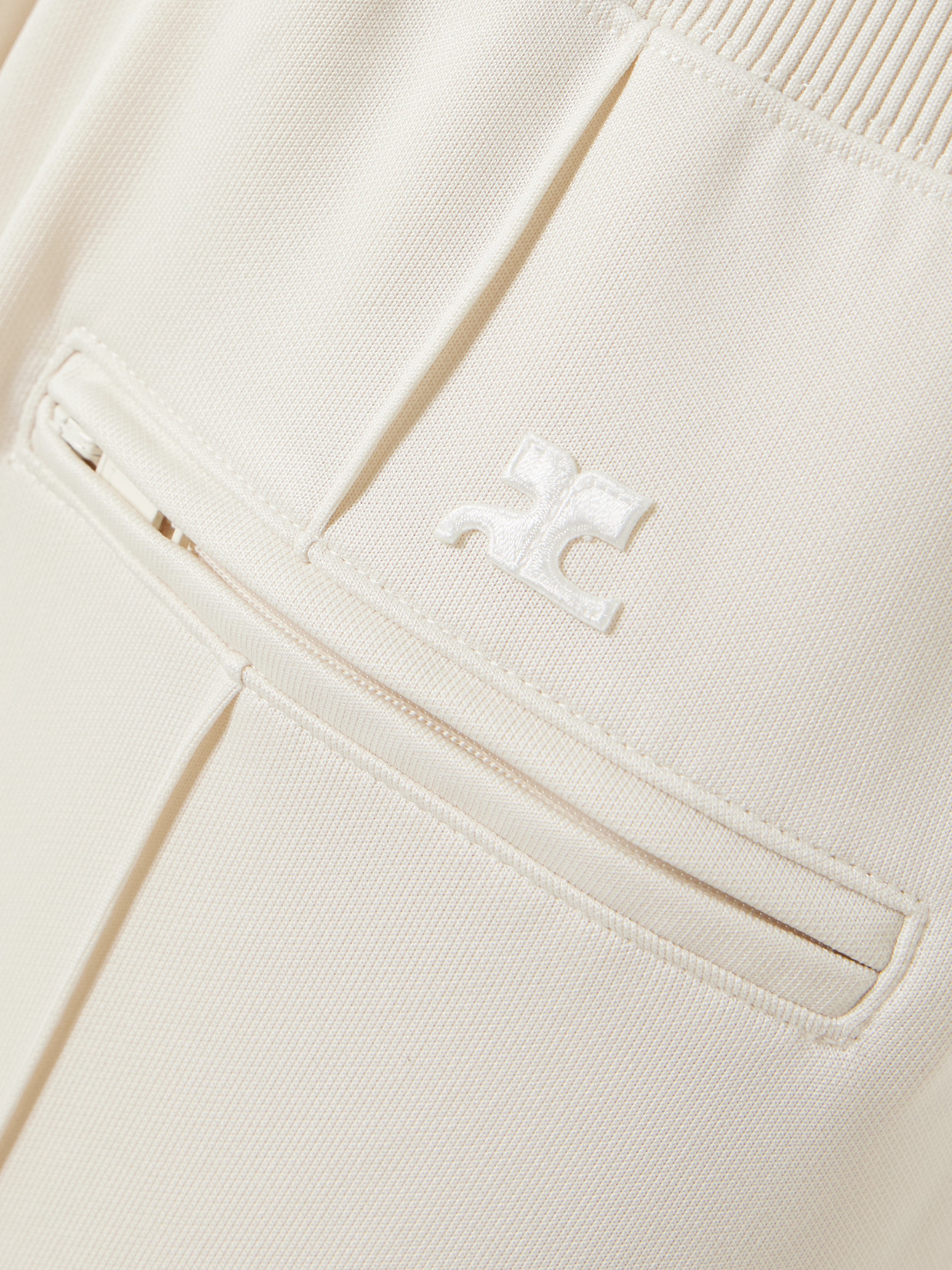 Courrèges Interlock Appliquéd Jersey Wide-leg Track Pants In Off-white