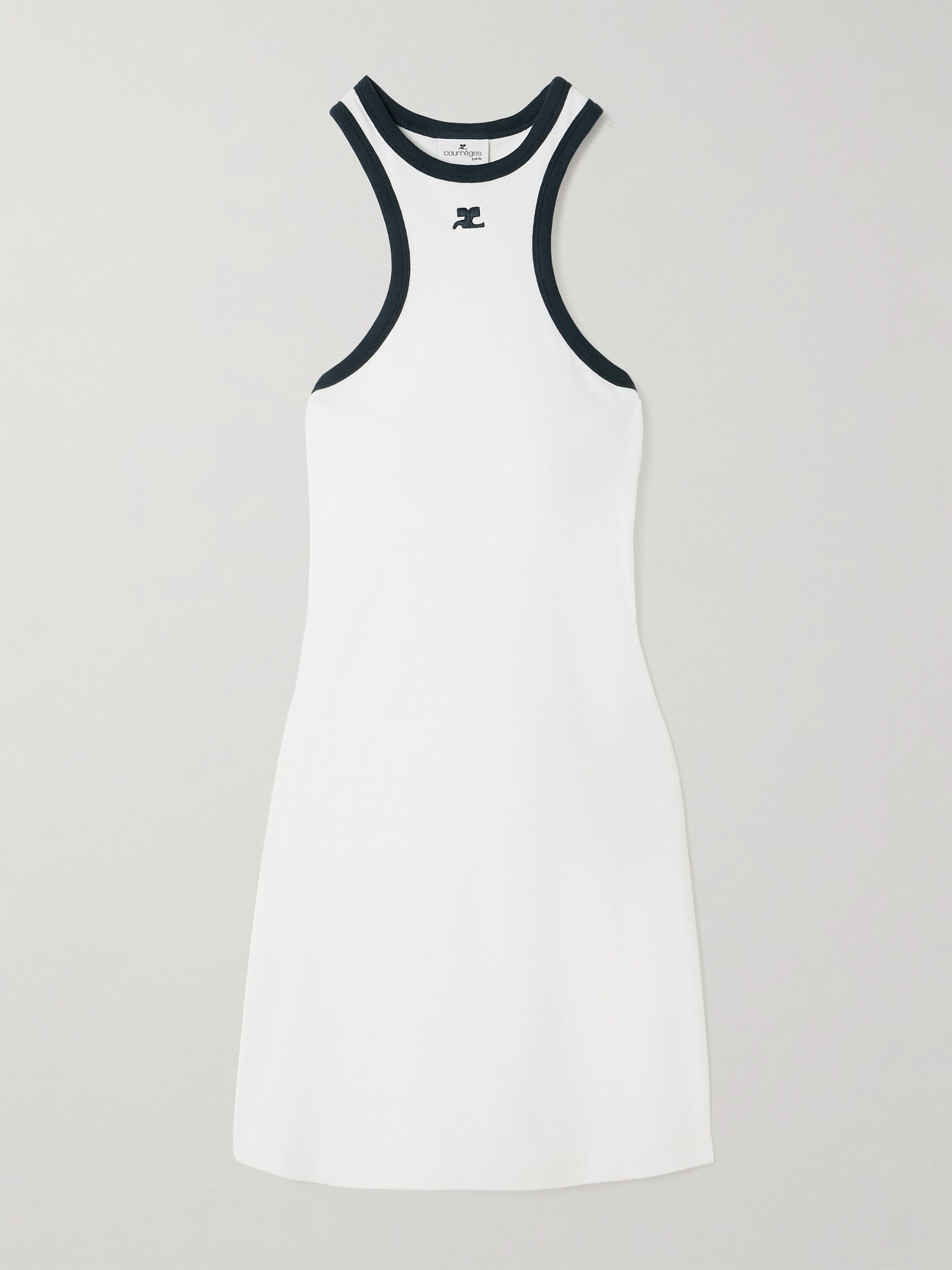 COURREGES - Embroidered Cotton-jersey Mini Dress - White