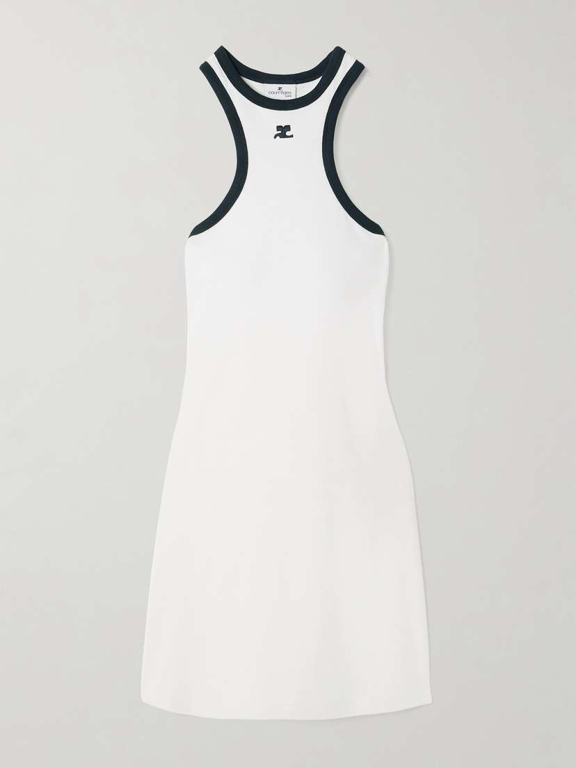 Courrèges Embroidered Cotton-jersey Mini Dress