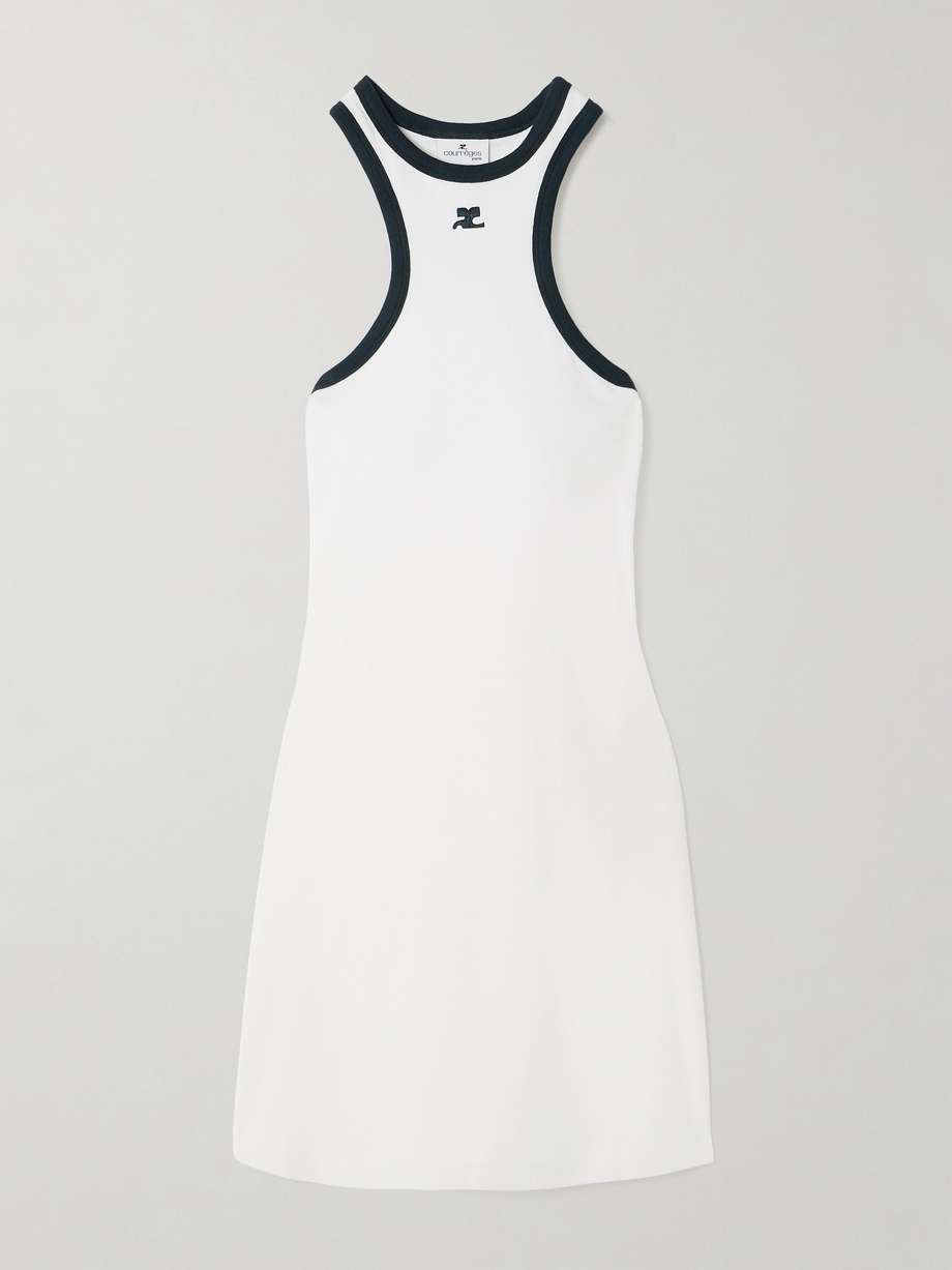 embroidered cotton-jersey mini dress