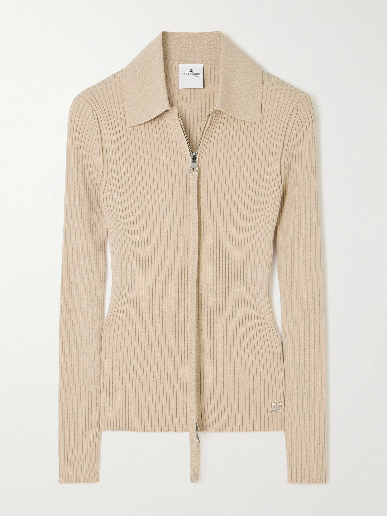 COURREGES - Ribbed-knit Cardigan - Beige