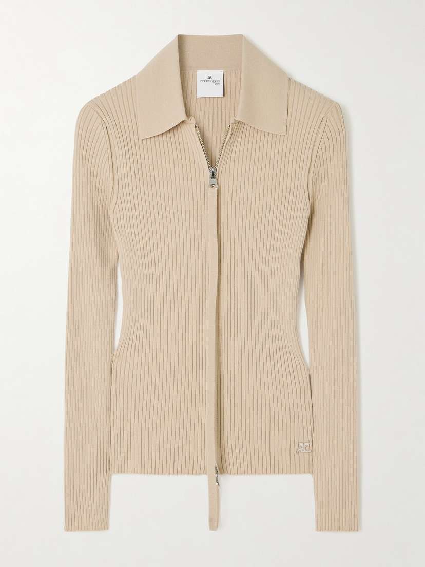Courrèges Ribbed-knit Cardigan