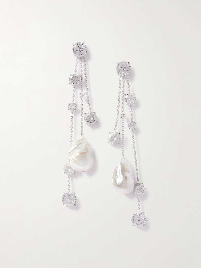 Completedworks Bonafide Madness Recycled Silver, Pearl And Cubic Zirconia Earrings