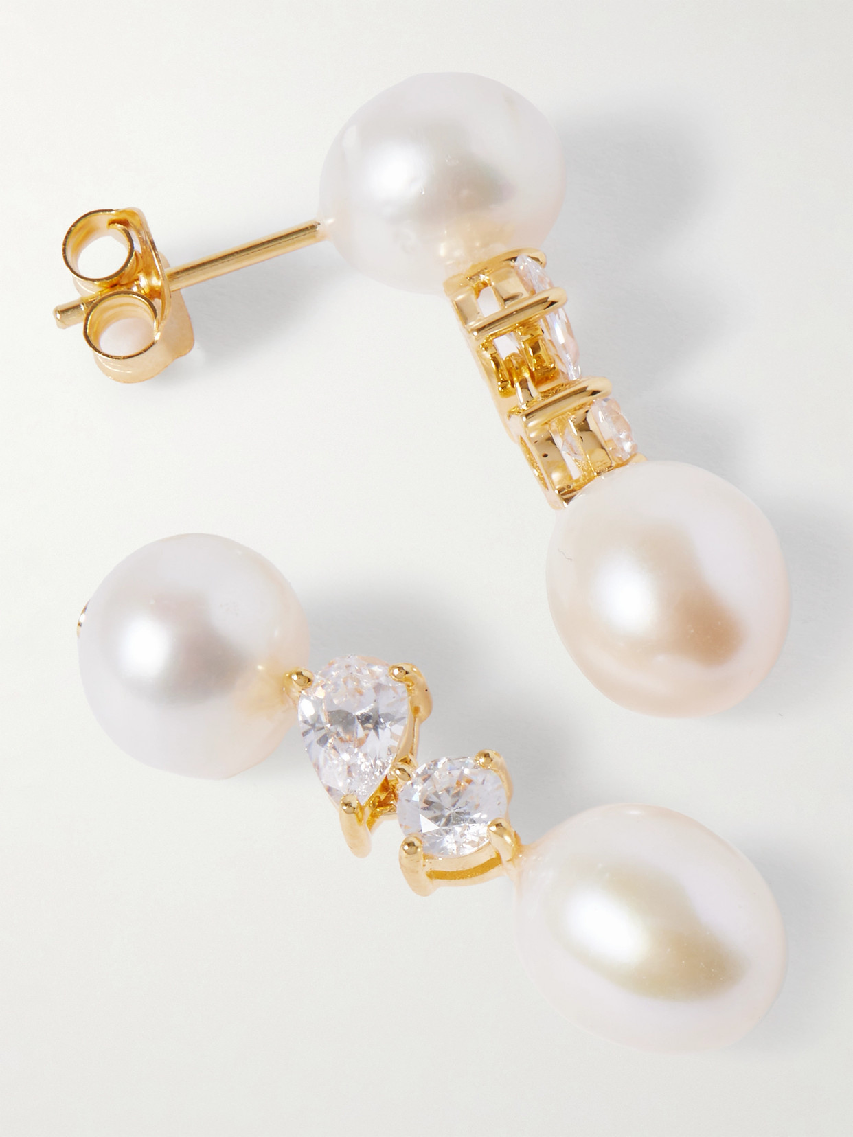 Completedworks Gold-plated, Pearl And Cubic Zirconia Earrings In White