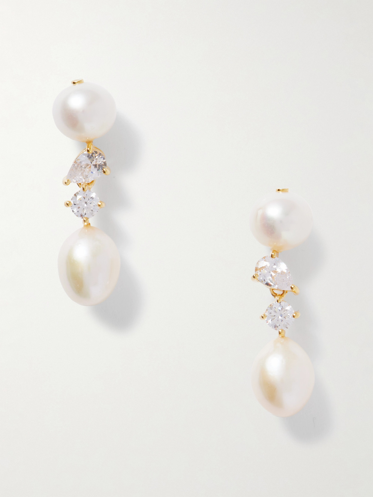Completedworks Gold-plated, Pearl And Cubic Zirconia Earrings In White