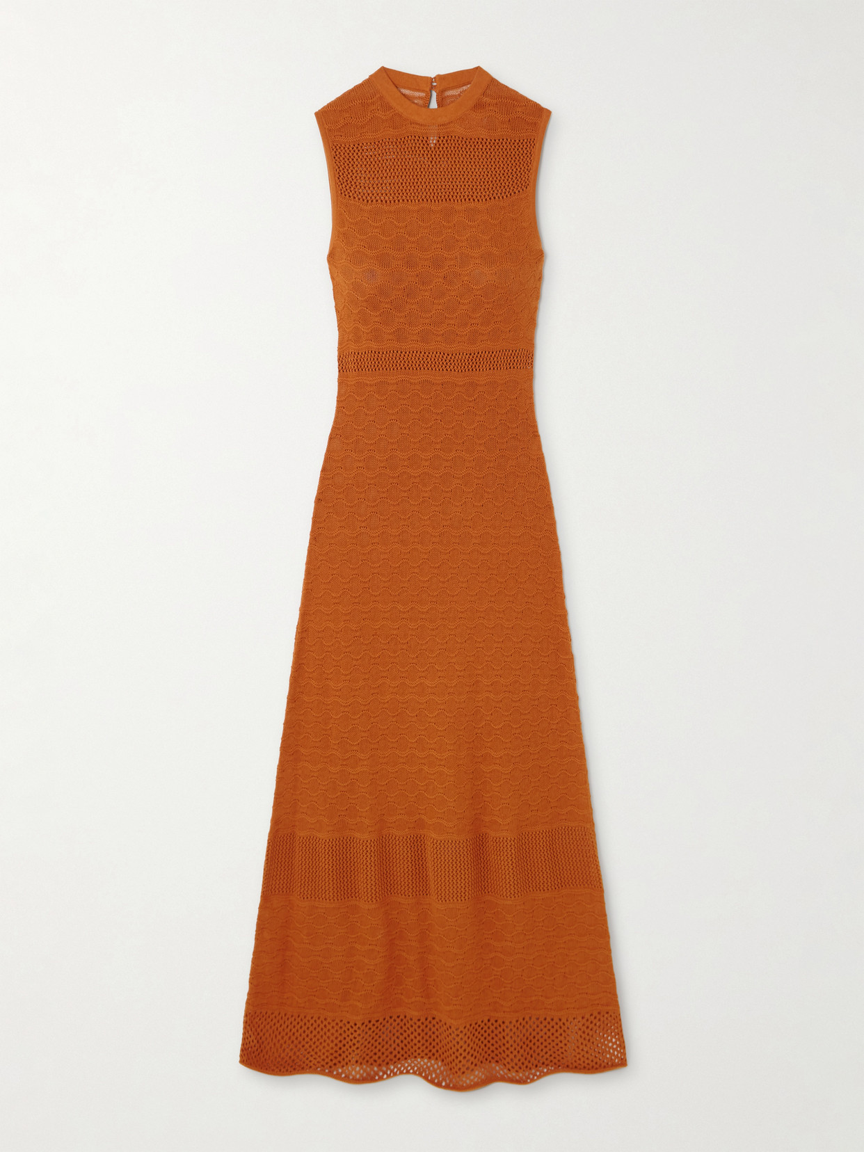ESCVDO - Frontera Pointelle-knit Cotton Maxi Dress - Orange