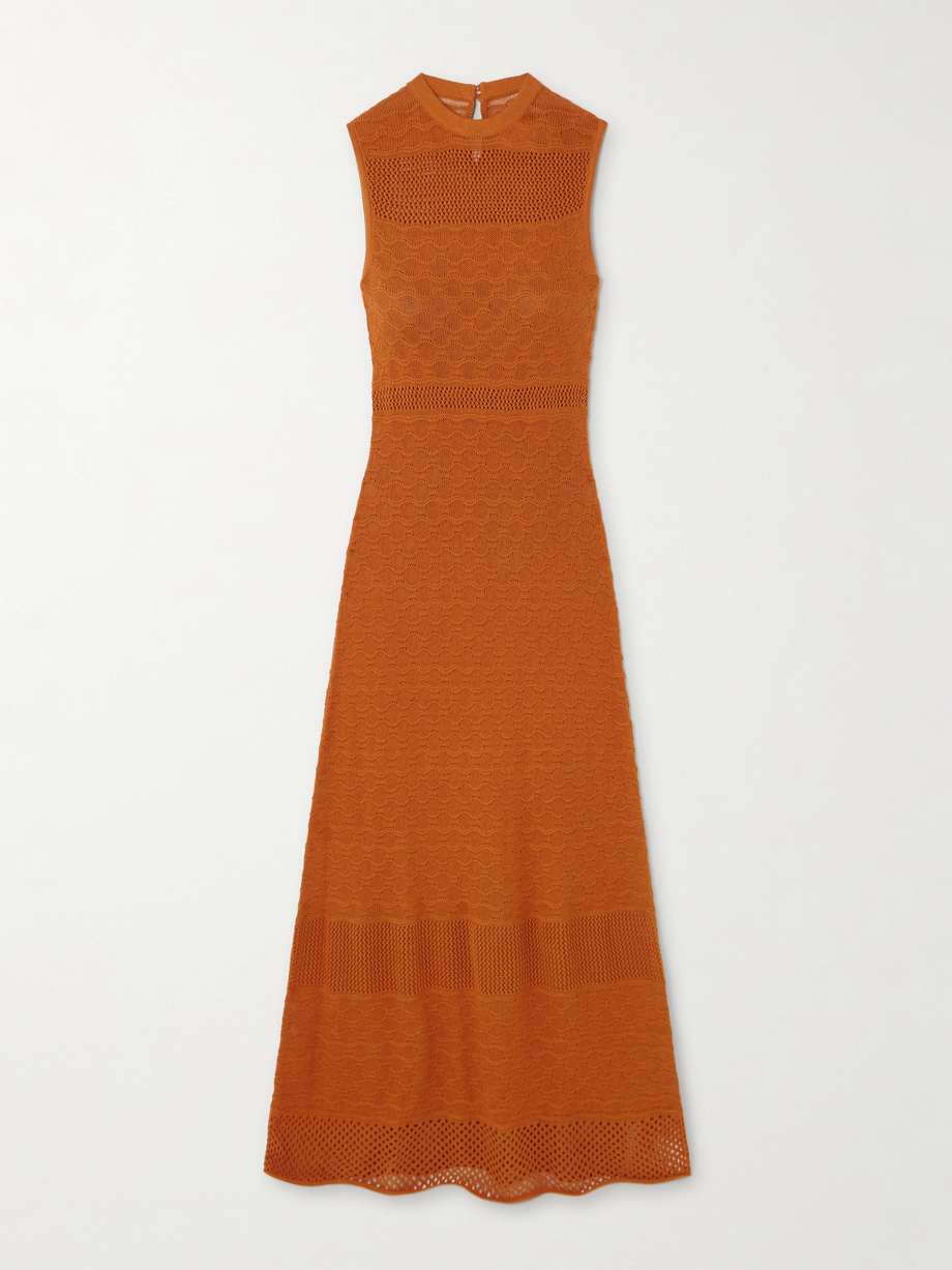 frontera pointelle-knit cotton maxi dress