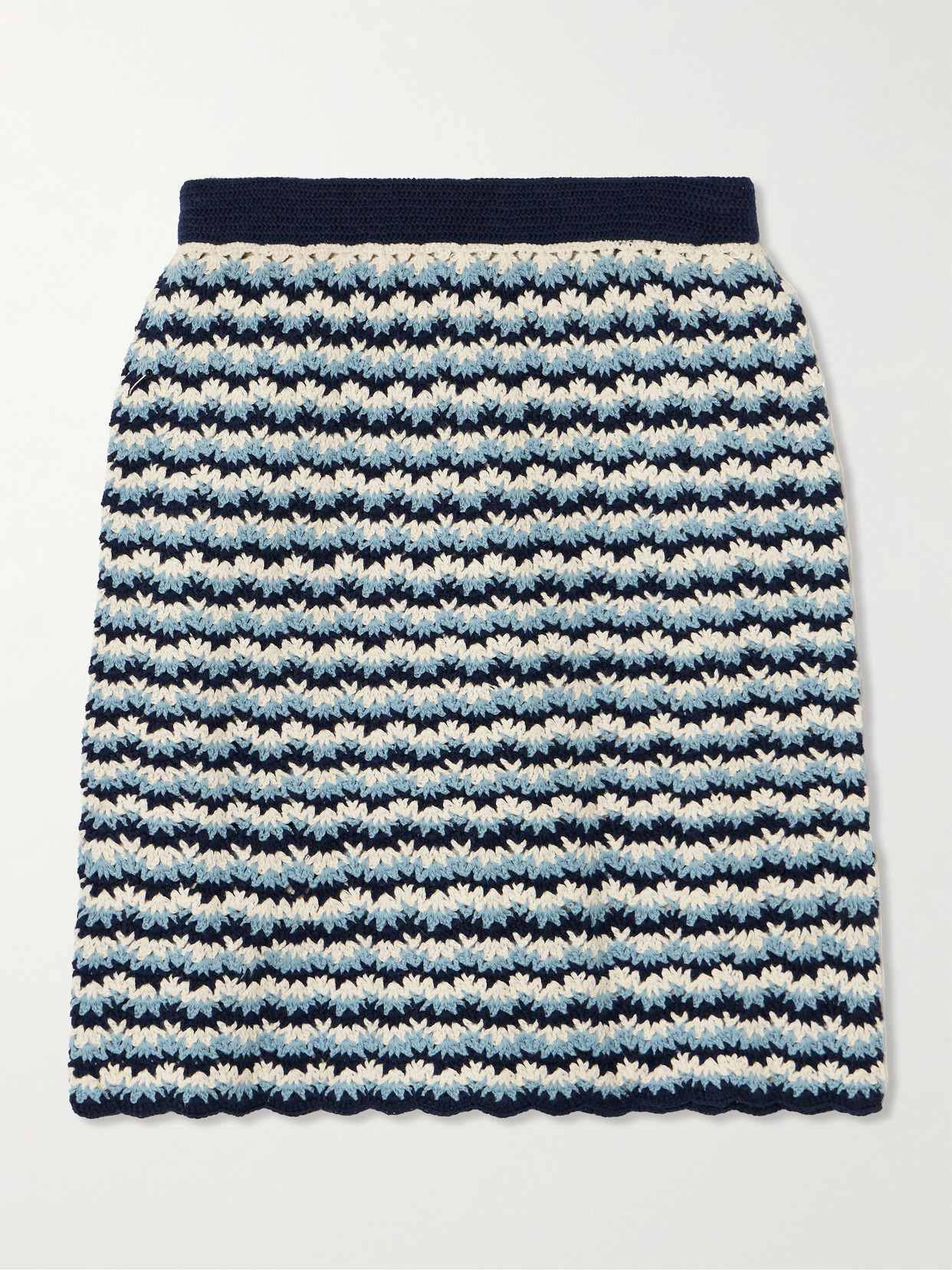 Escvdo Crocheted Cotton Mini Skirt In Blue
