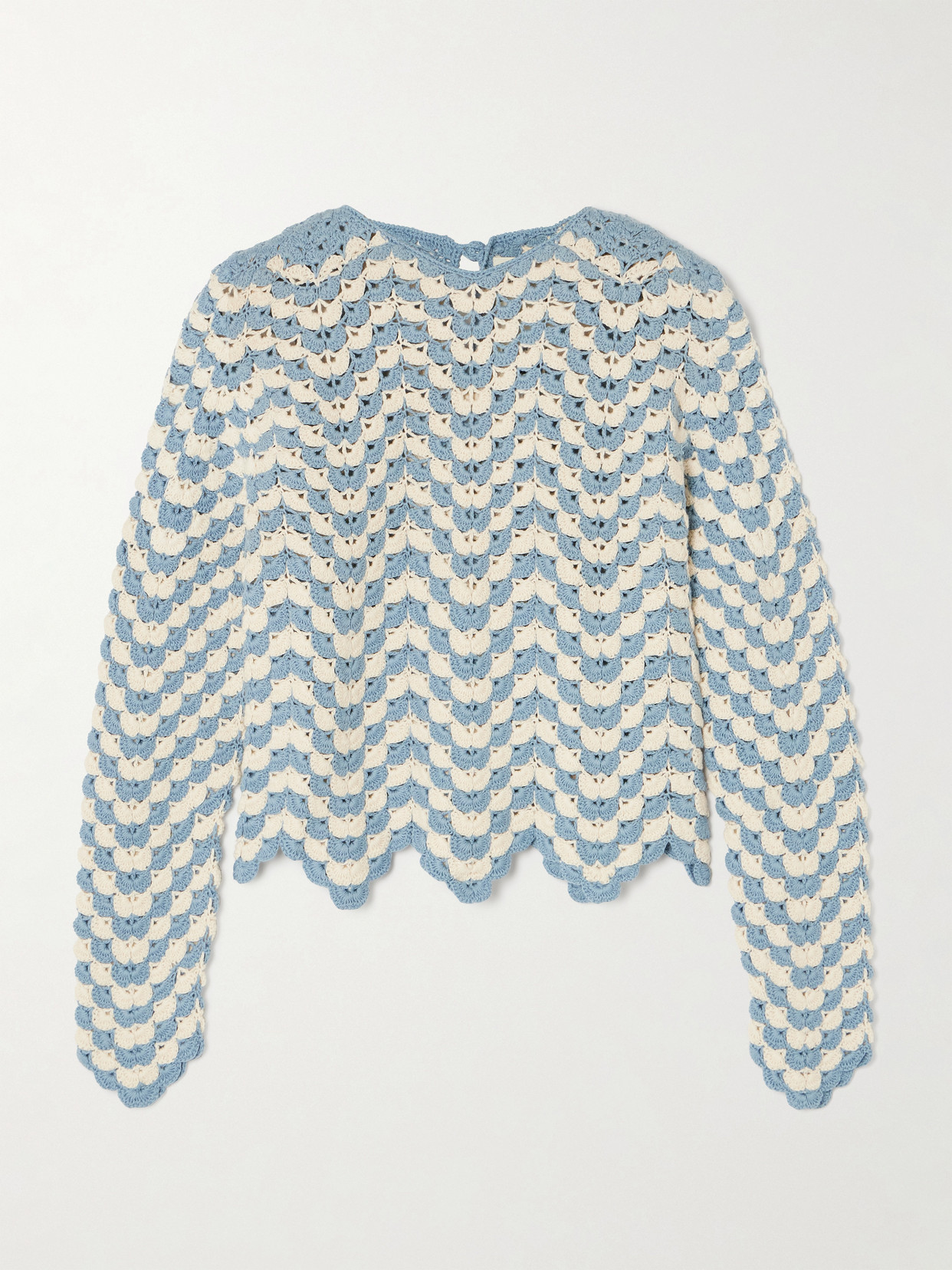 Escvdo Safi Cropped Crocheted Cotton Top In Blue