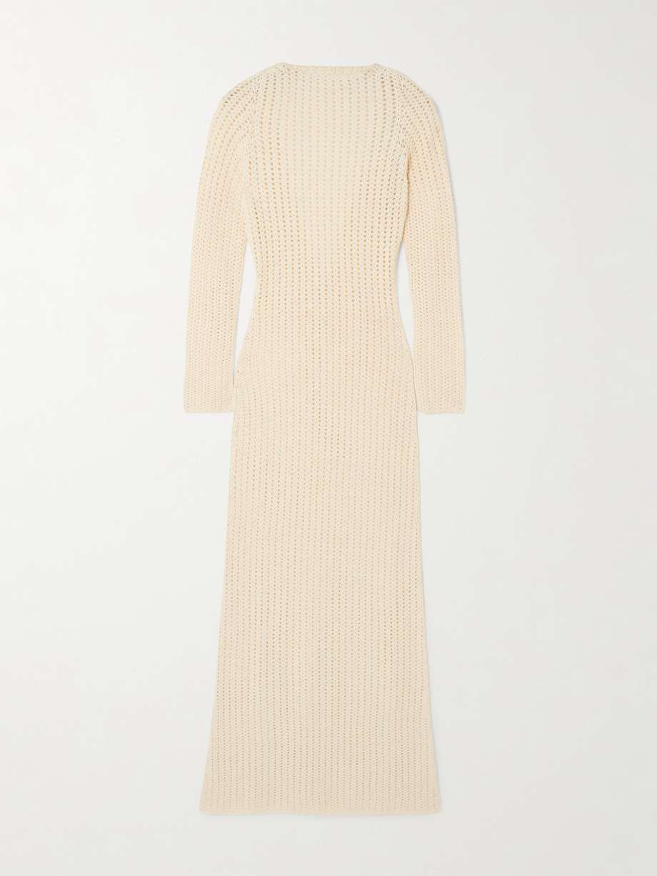 misha open-back crocheted cotton maxi dress
