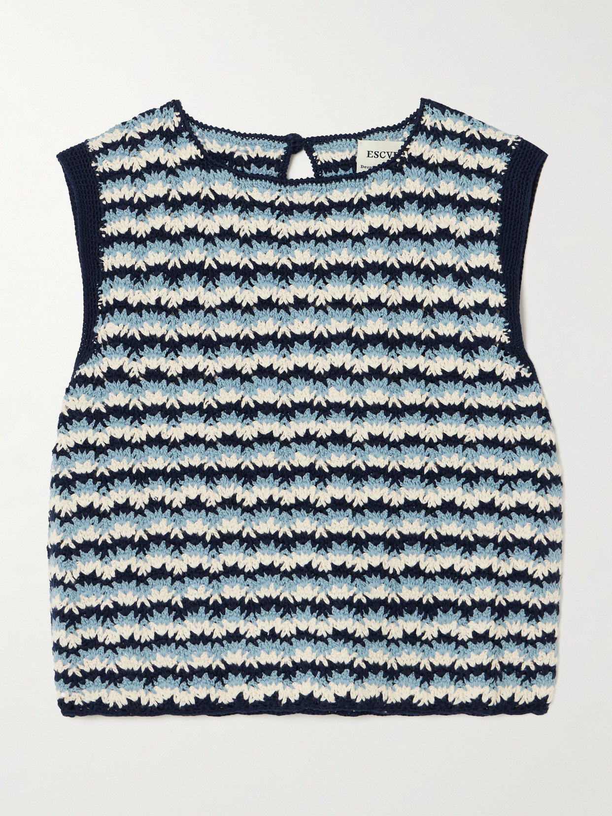 Escvdo Carisa Crocheted Cotton Top In Blue