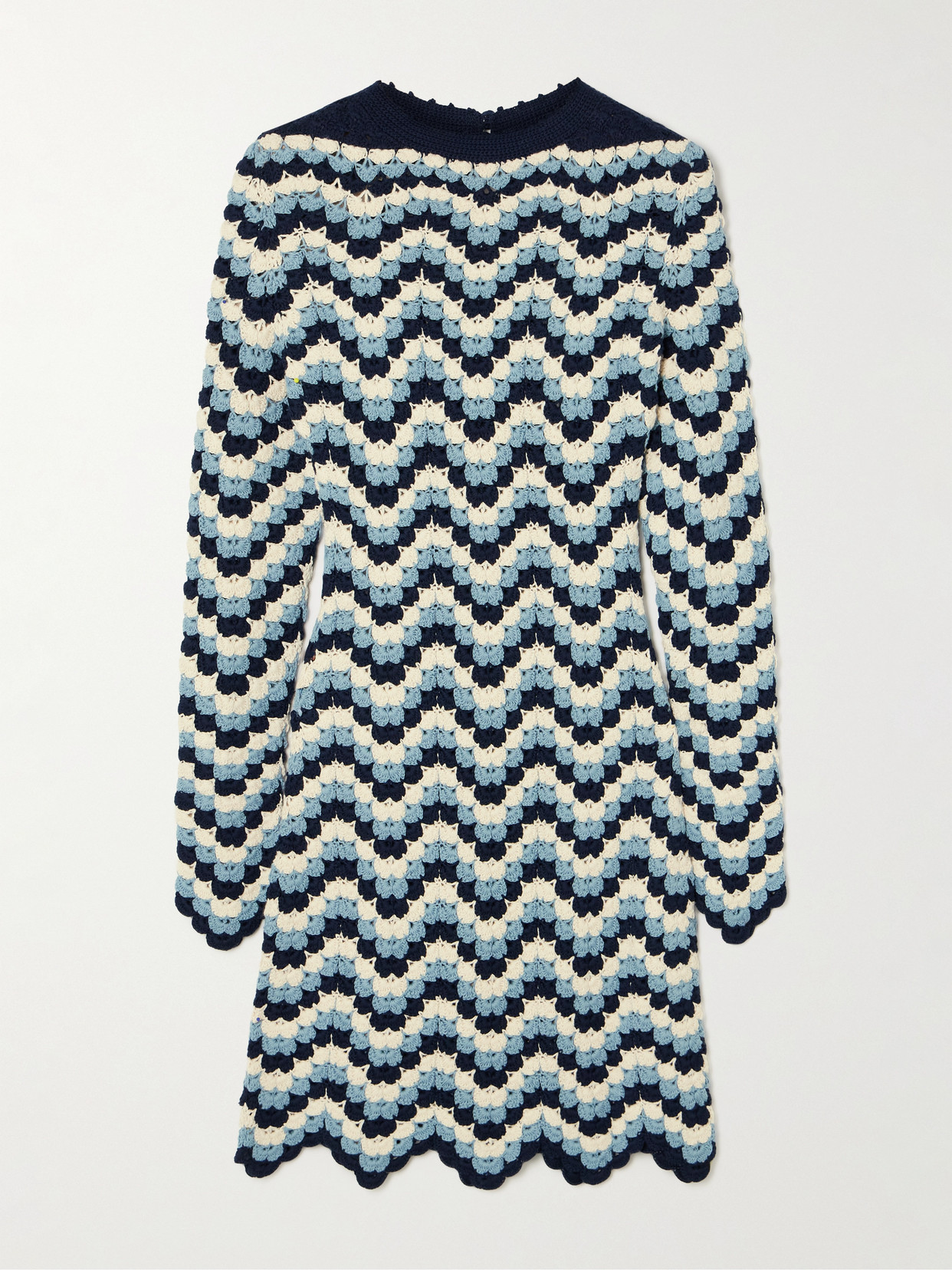 Escvdo Victoria Crocheted Cotton Mini Dress In Blue