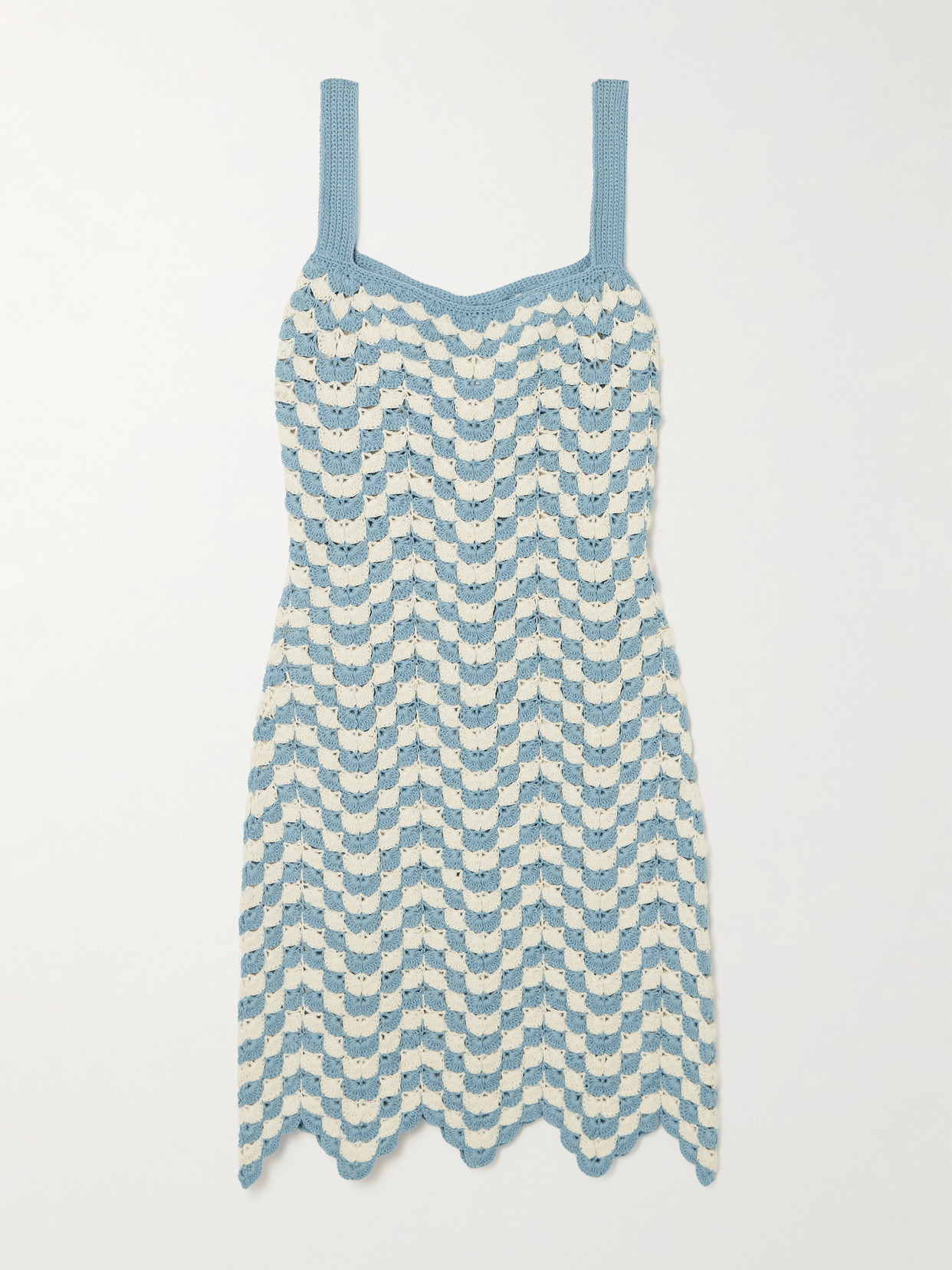 Escvdo Marena Crocheted Cotton Mini Dress In Blue