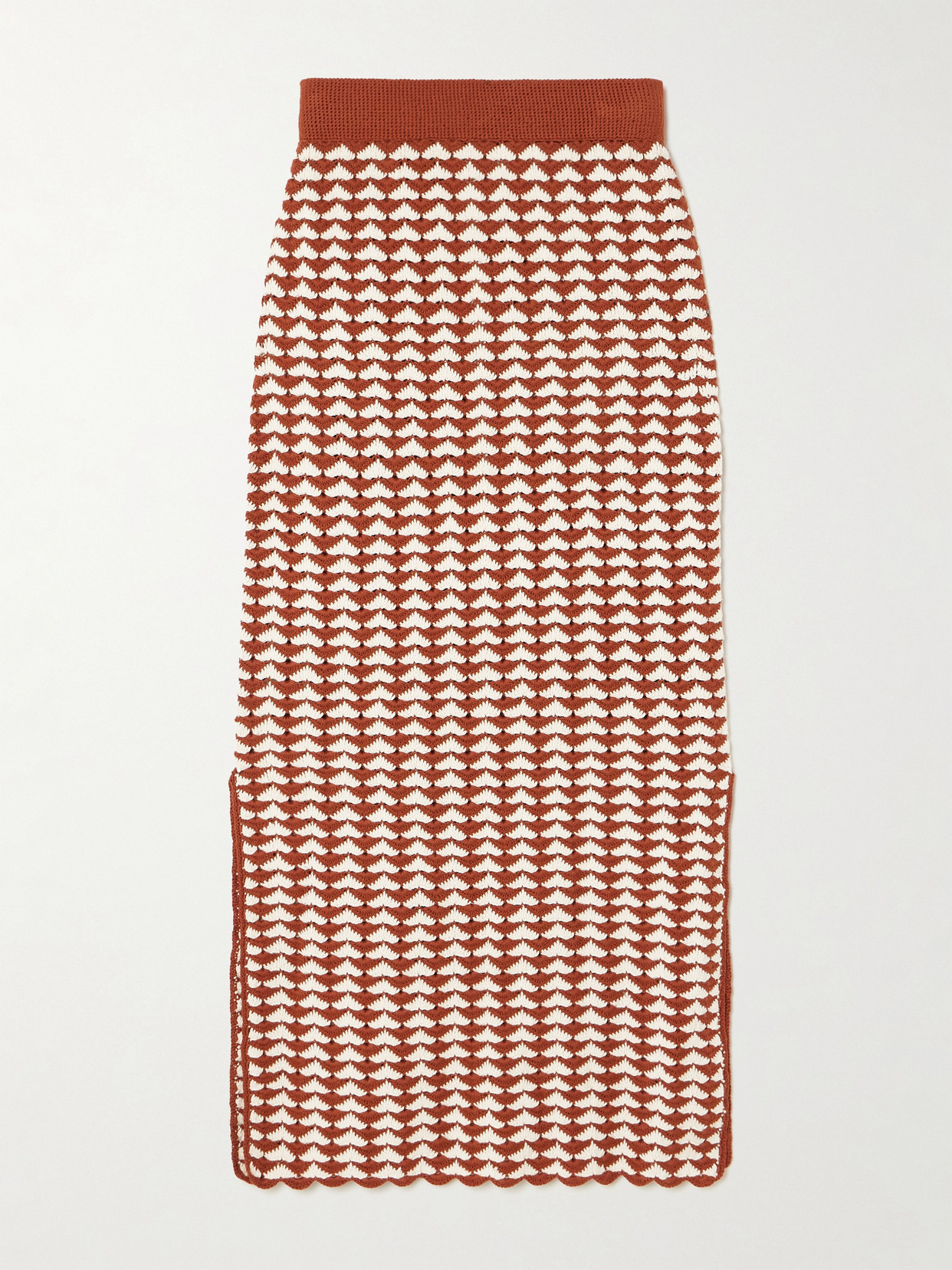 Escvdo Motupe Crocheted Cotton Midi Skirt In Red
