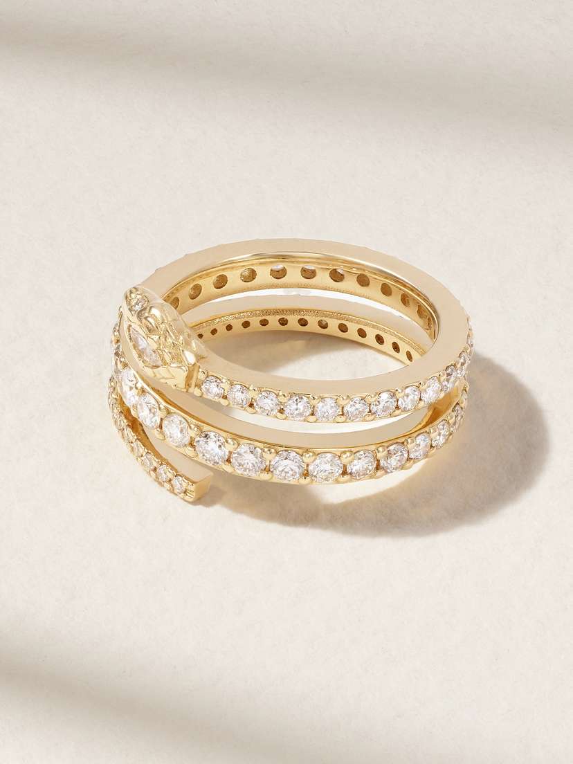 Jacquie Aiche Snake 14-karat Gold Diamond Ring