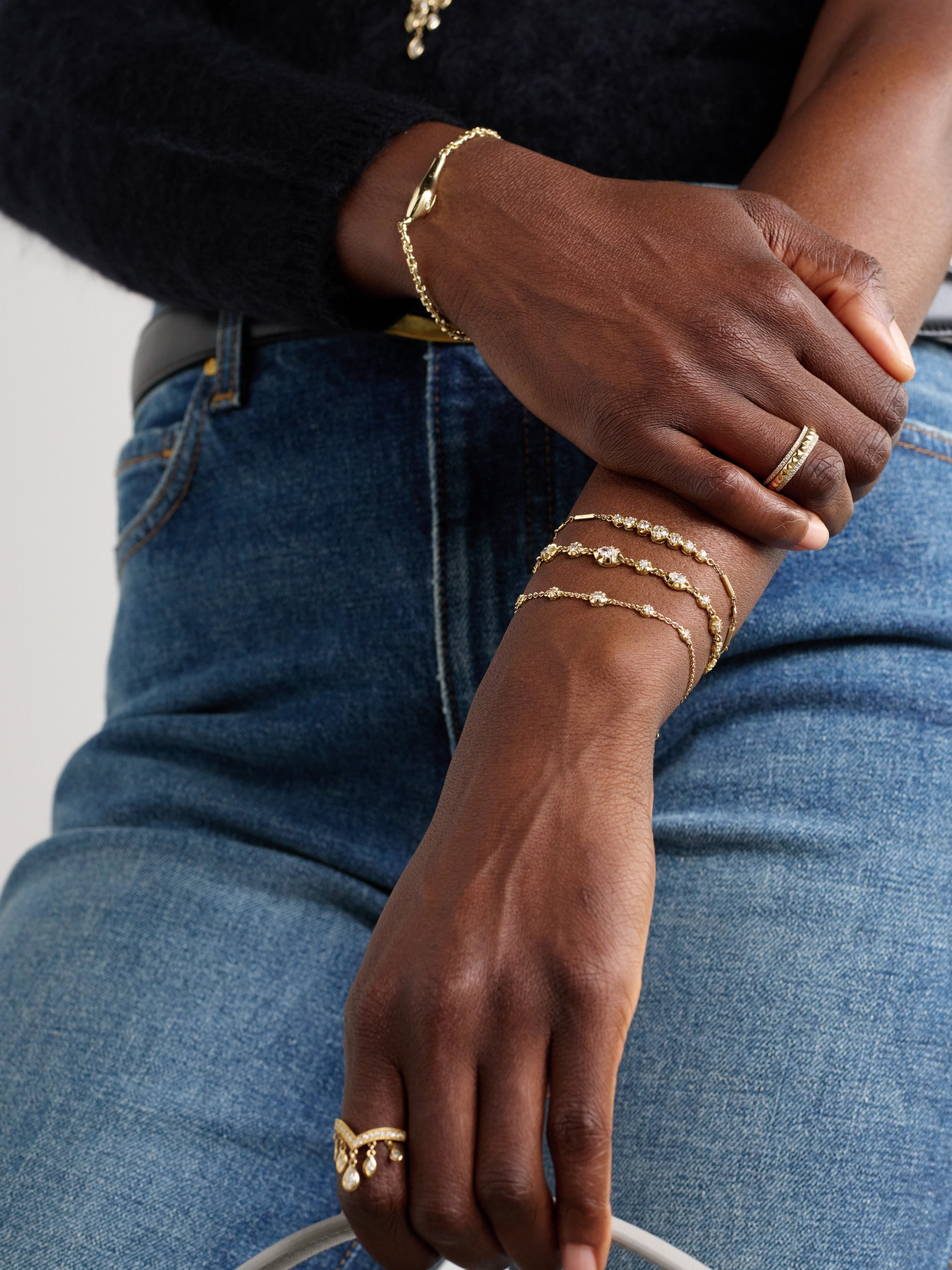 Jacquie Aiche 5 Spaced Out Sophia 14-karat Gold Diamond Bracelet In Gold