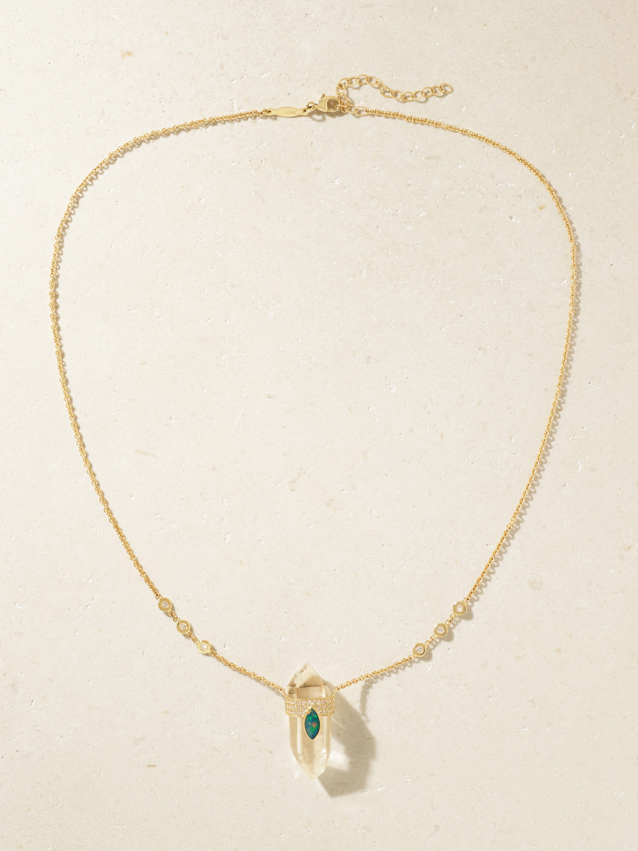 Jacquie Aiche 14-karat Gold Diamond, Quartz And Opal Necklace