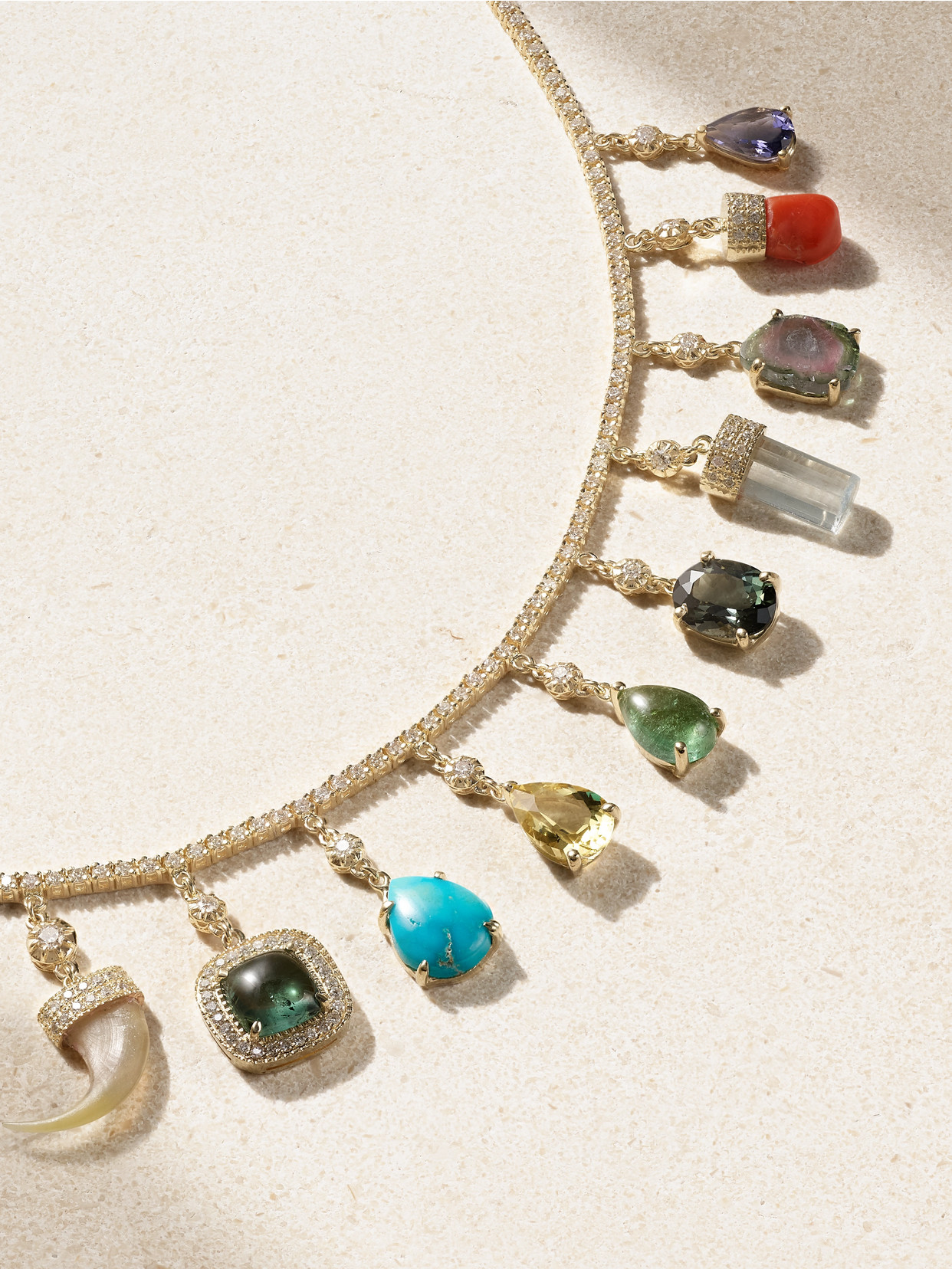 Jacquie Aiche Shaker 14-karat Gold Multi-stone Necklace In Gold