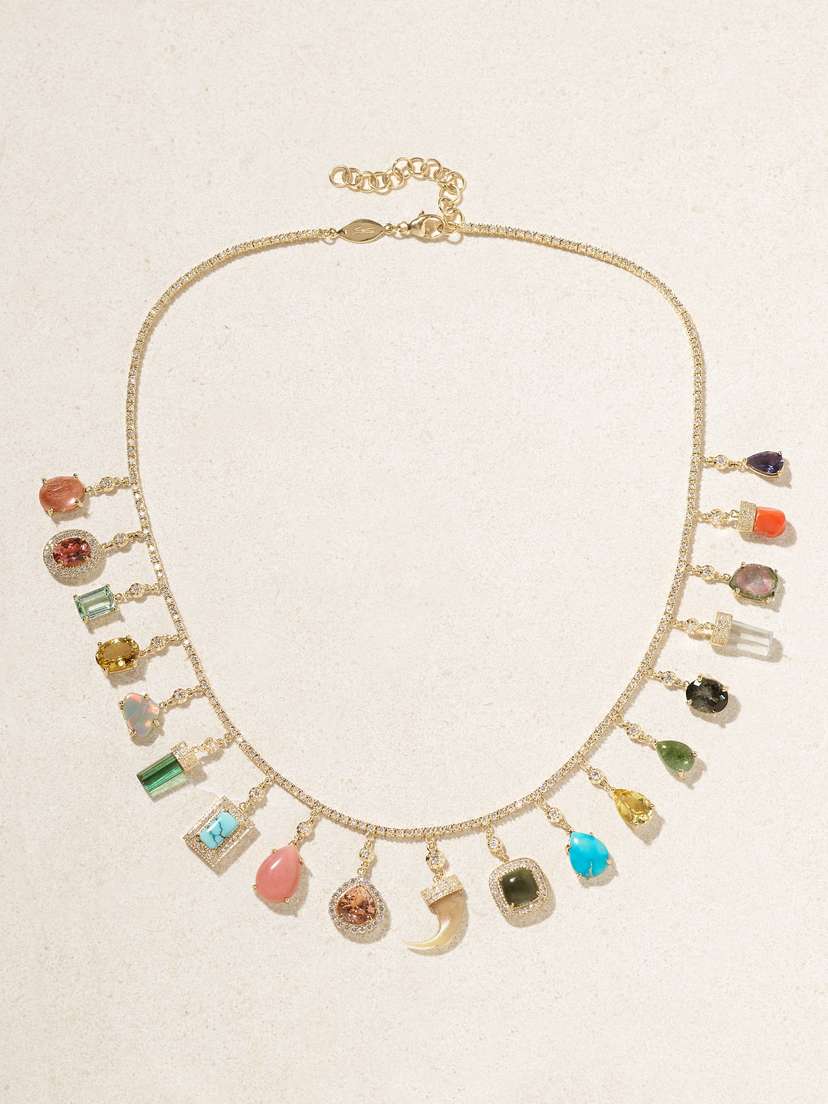 Jacquie Aiche Shaker 14-karat Gold Multi-stone Necklace