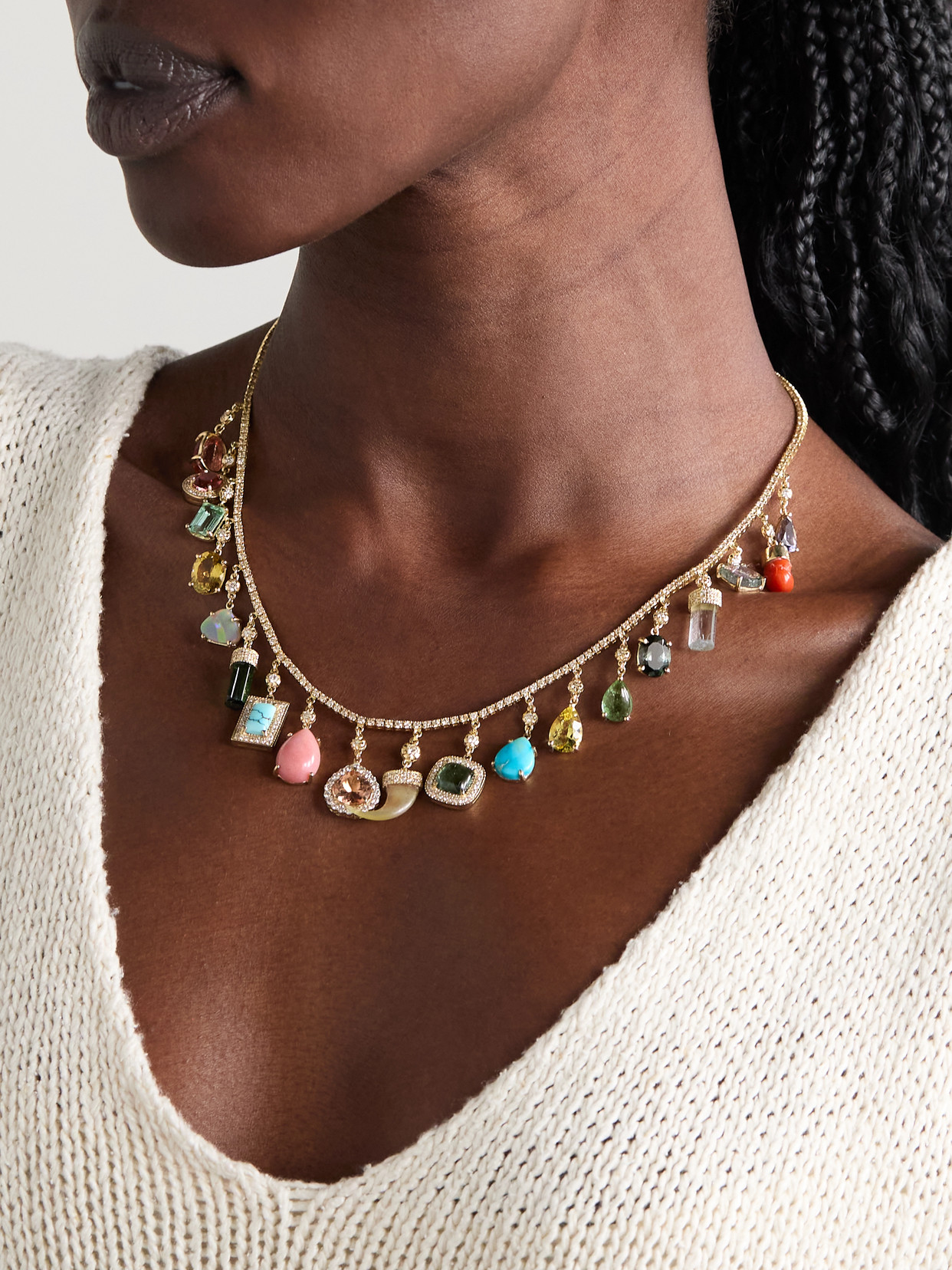 Jacquie Aiche Shaker 14-karat Gold Multi-stone Necklace In Gold