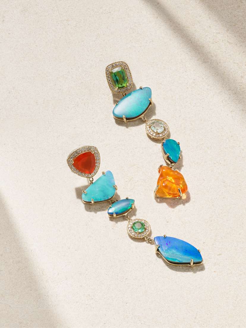 Jacquie Aiche 14-karat Gold Multi-stone Earrings