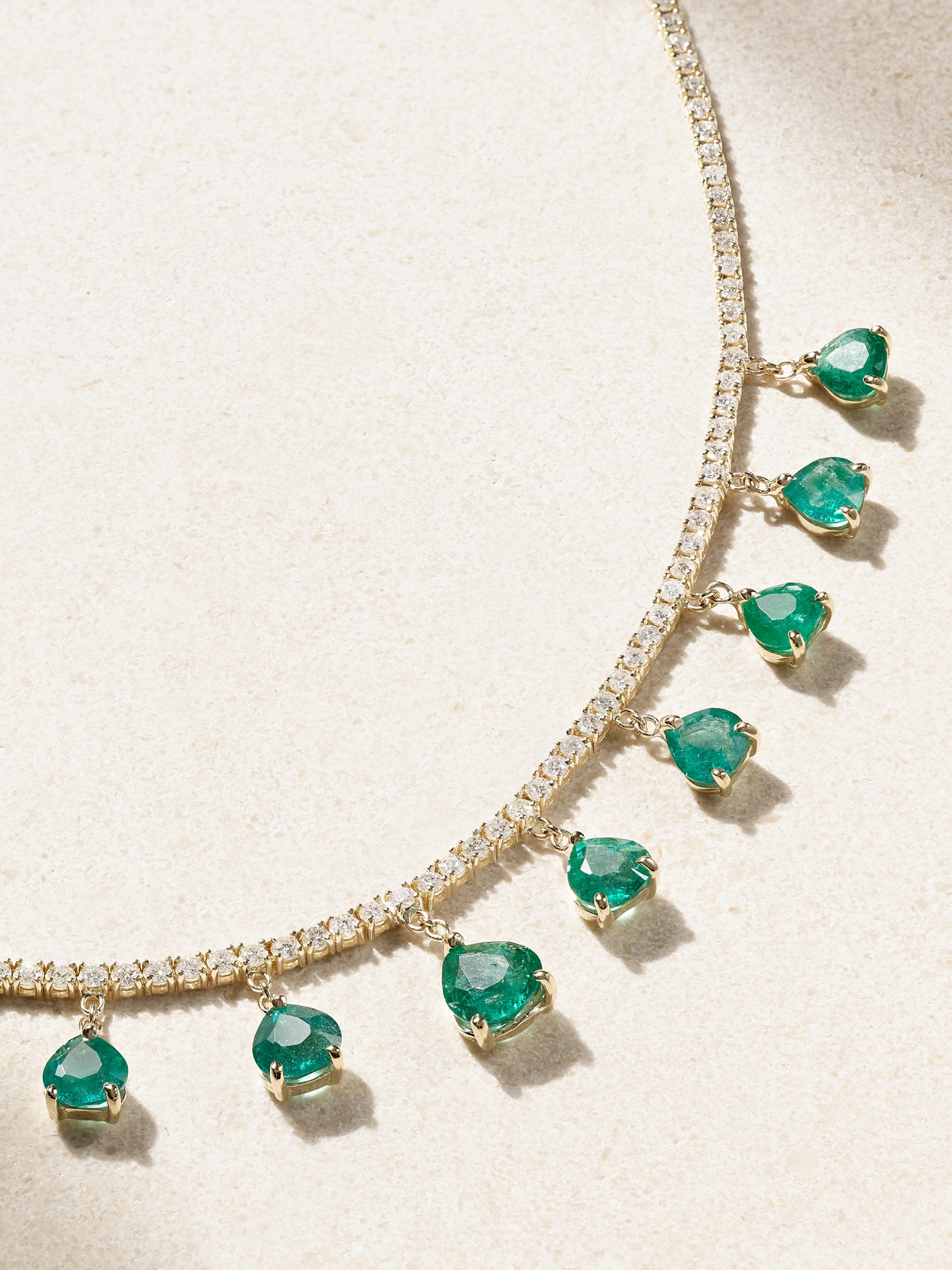 Jacquie Aiche Shaker 14-karat Gold, Diamond And Emerald Necklace In Gold