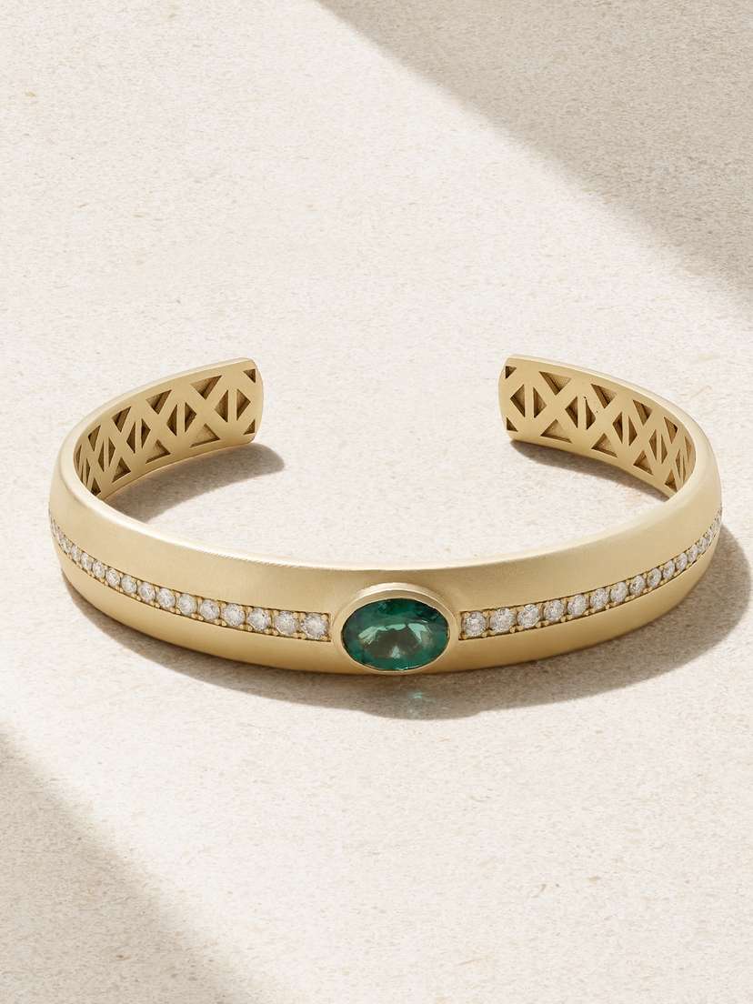 Jacquie Aiche 14-karat Gold, Tourmaline And Diamond Cuff